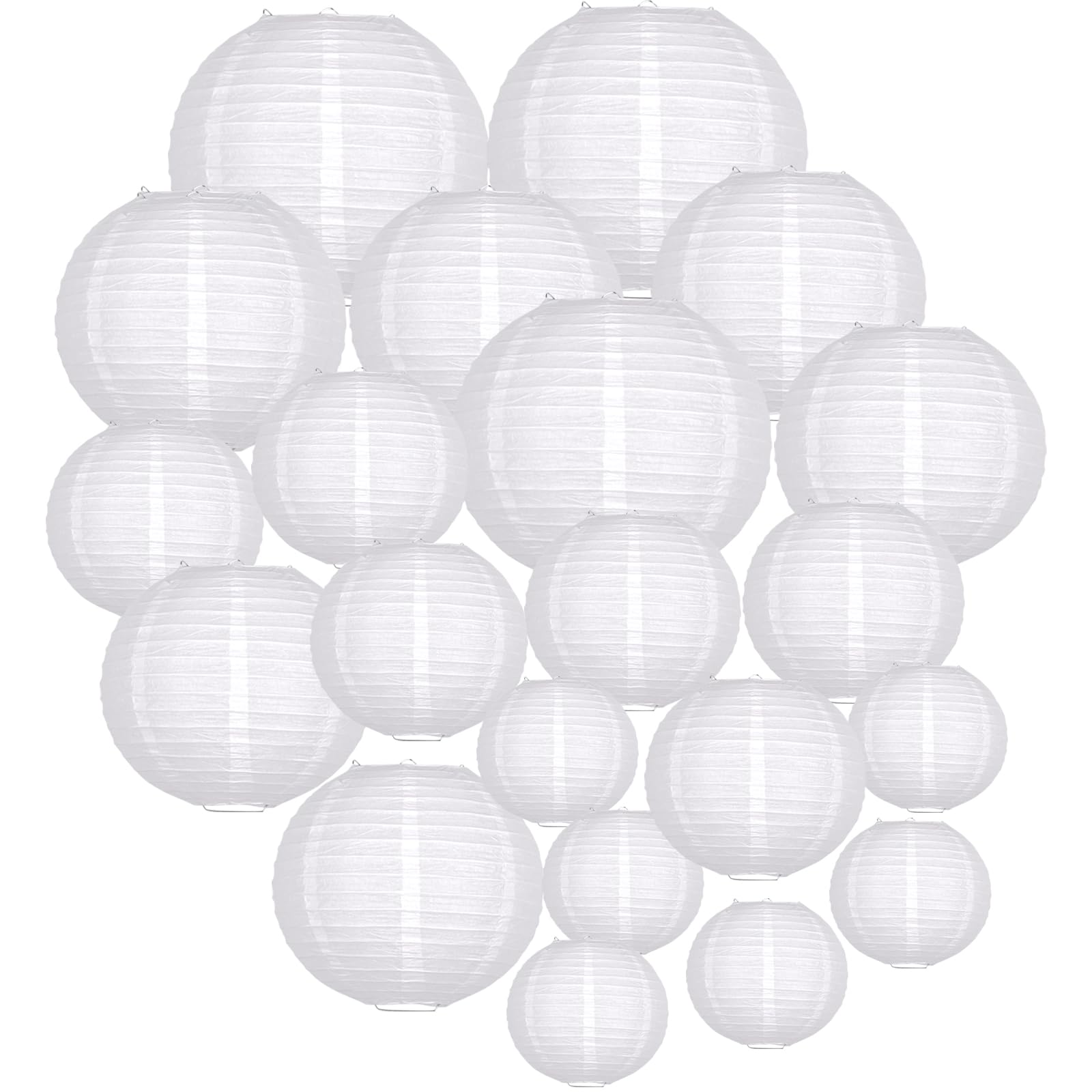 ADLKGG White Paper Lanterns Party Decorative, White Round Hanging Paper Lanterns Decorations for Graduation Wedding Engagement B