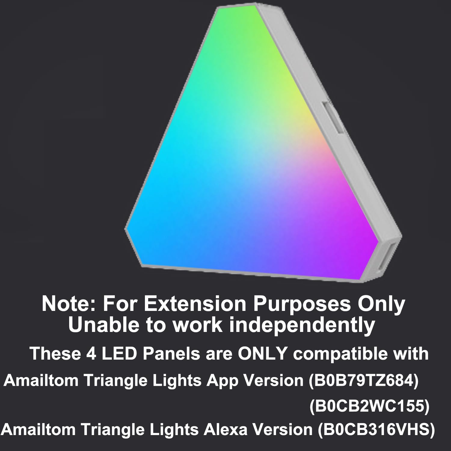 Amailtom Triangle Light 4 Led Panels For Expansion Only, Triangle Lights For Wall Dreamcolor Gaming Room Lights Decor, Smart Led