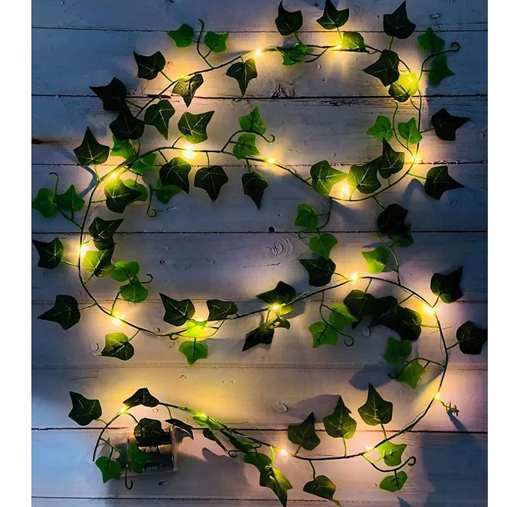 4 Pack /Each 6.56ft 20 LED Ivy String Lights,Fake Ivy Vine String Lights,Artificial Ivy Garland with Lights Hanging Greenery Leaf Plants for Home Kitchen Garden Office Wall Decor Wedding Party Decor