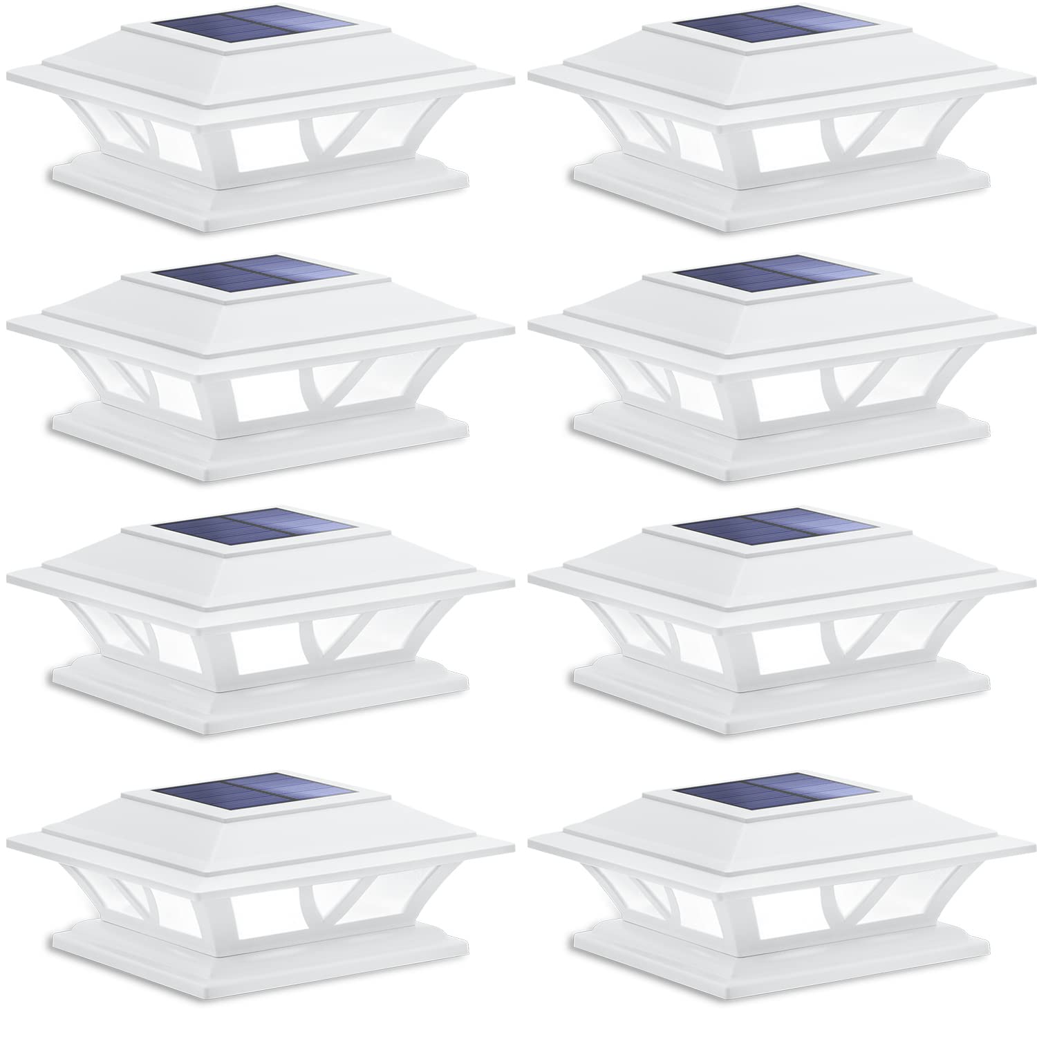 SIEDiNLAR Solar Post Lights LED Fence Deck Cap Light 8 Pack Warm White/Cool White for 4x4 5x5 6x6 Posts