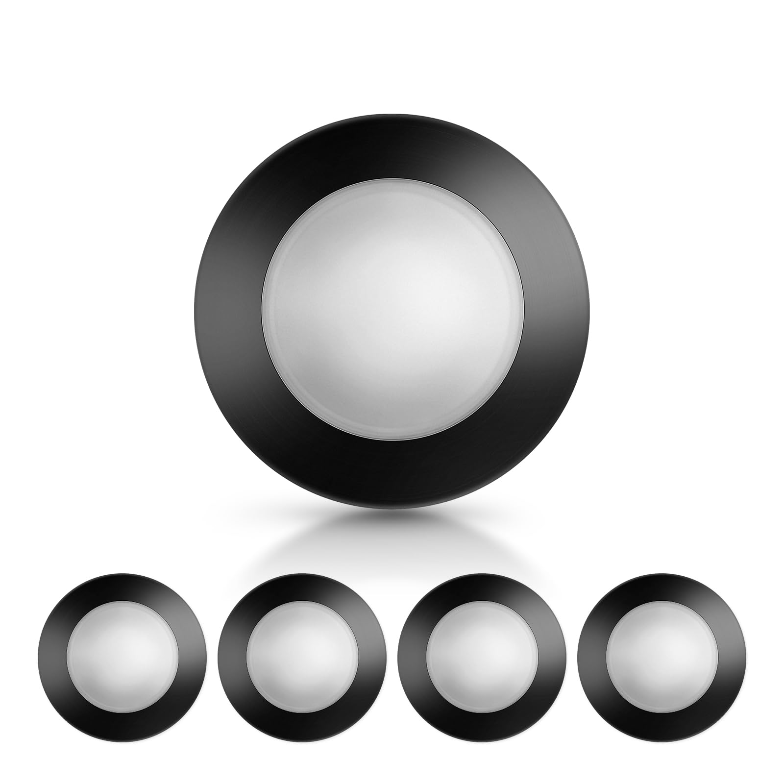 ECOELER 4 Inch LED Disk Light, Dimmable Flush Mount Ceiling Light, 10.5W 650Lm, 5000K Daylight, Black Aluminum Trim, Surface Mou