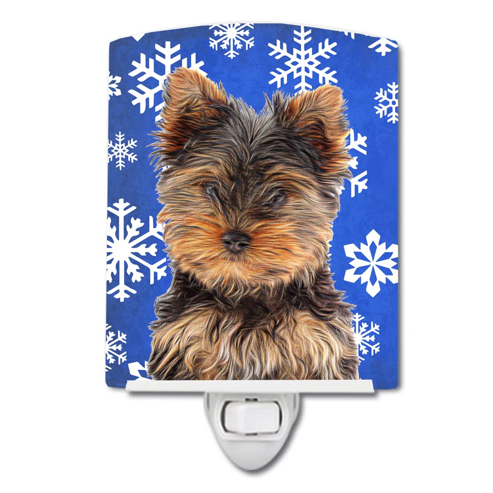Carolines Treasures Ceramic Night Light, Winter Snowflakes Yorkie, UL-Certified, 6x4x3in, Multicolor, Model KJ1181CNL