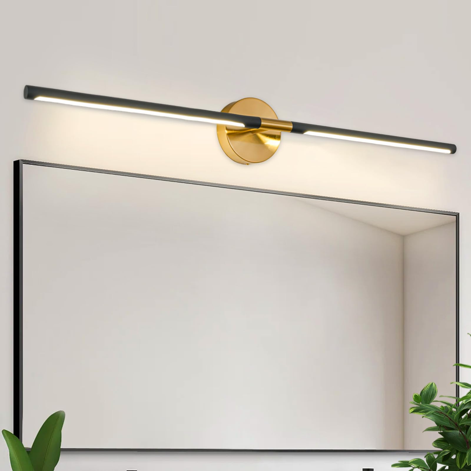 LINSEEDS Gold Bathroom Light Fixtures, 43 Inch, 33W Dimmable 4000K LED Vanity Light Bar, Brushed Gold, Model RD-7516-GD-43