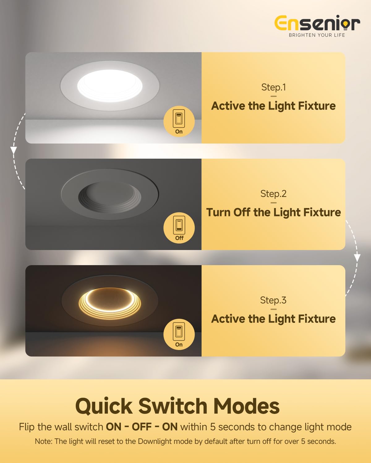 Ensenior 5/6 Inch 5CCT LED Can Lights, 12 Pack, 9W=110W, 1000LM, Selectable 2700K-5000