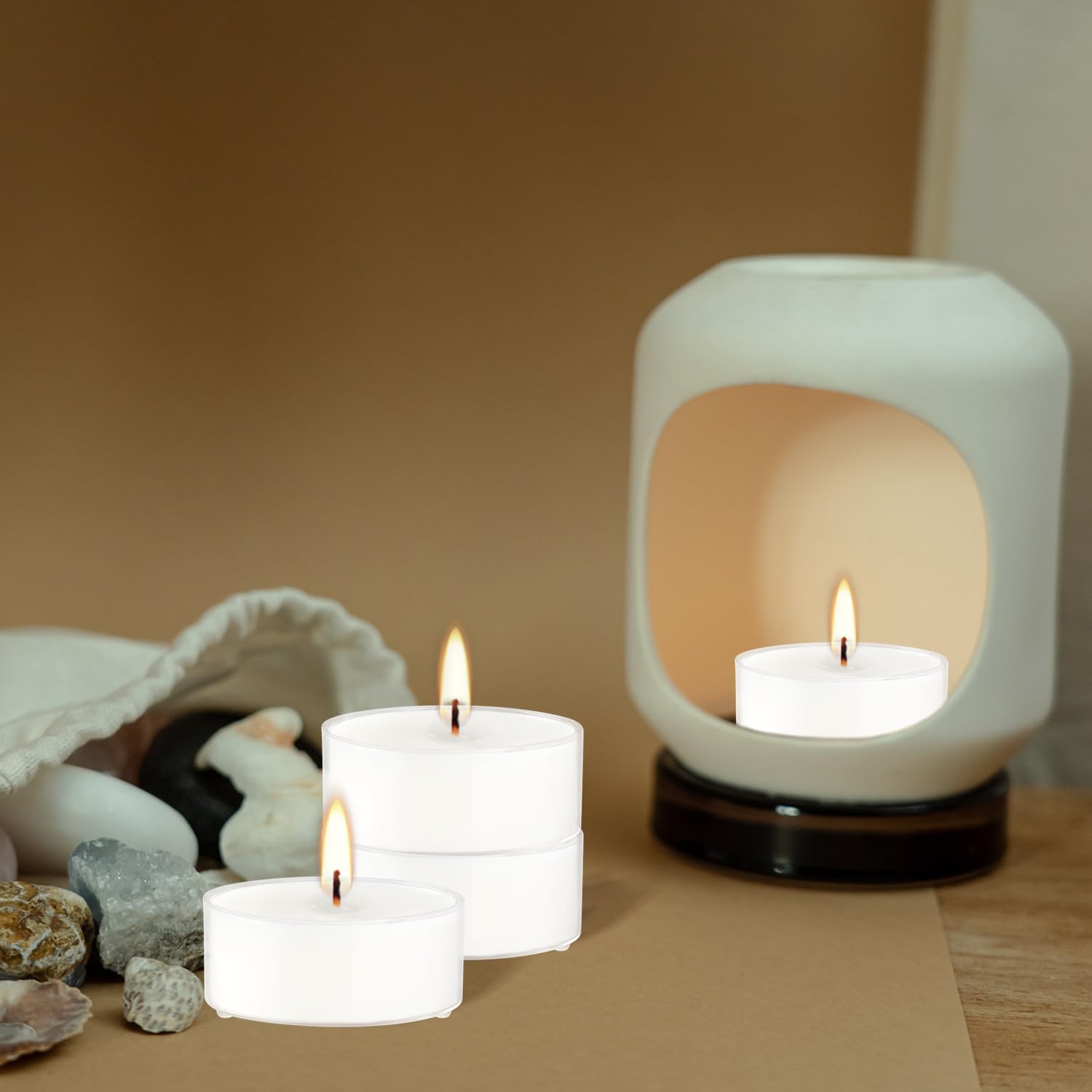 100 Pcs Unscented Tealight Candles in Clear Cup,Smokeless Candles in Bulk,for Weddings Birthday Festival Anniversaries,3.5 Hour