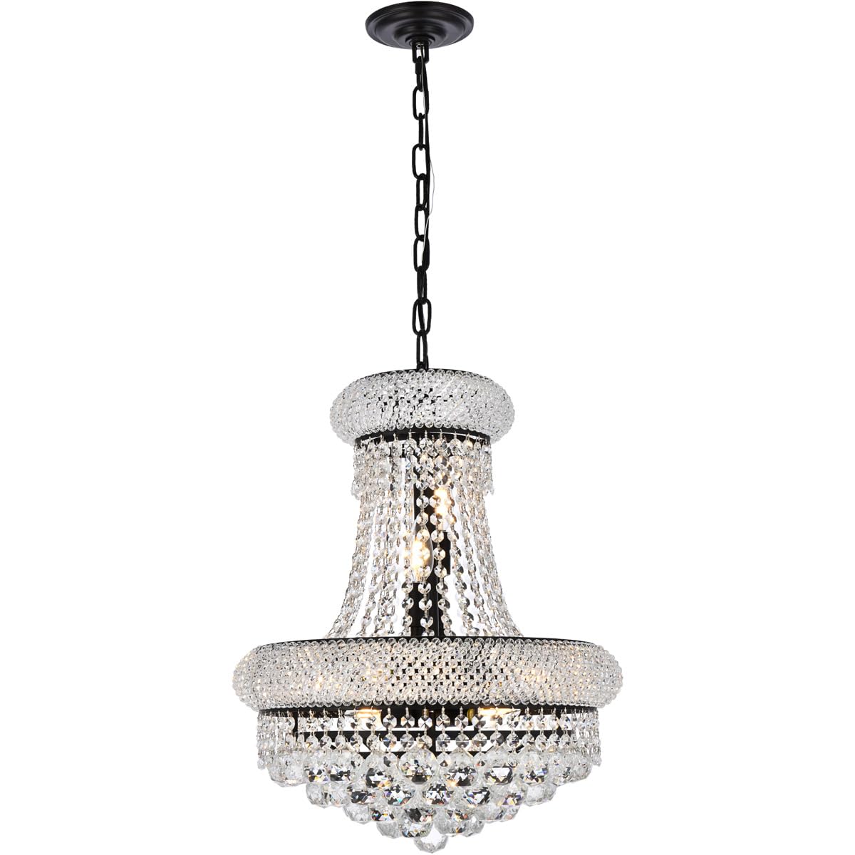 Elegant Lighting Primo 16&quot; Metal and Crystal Pendant in Black