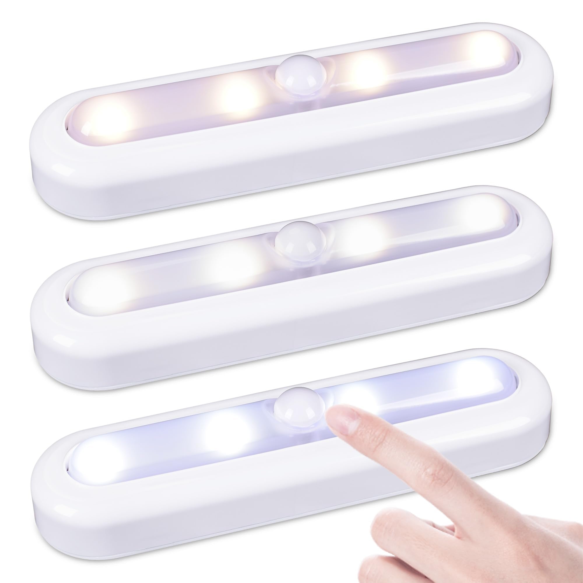 Star-Spangled 3 Pack 7  Dimmable Push Tap Lights  Stick On Led Touch Lights Aaa Battery Operated For Kitchen  Closet  Under Cabinet  3 Color Modes
