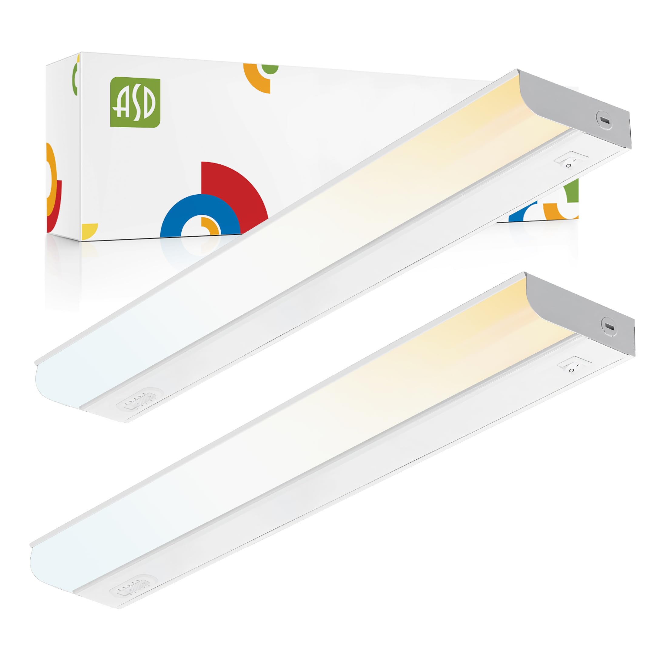 ASD 24 Inch LED Under Cabinet Lighting Hardwired, On/Off & Color Temp Switch, 12W 1051LM, 5 CCT 2700K-5000K CRI90+, Dimmable Und