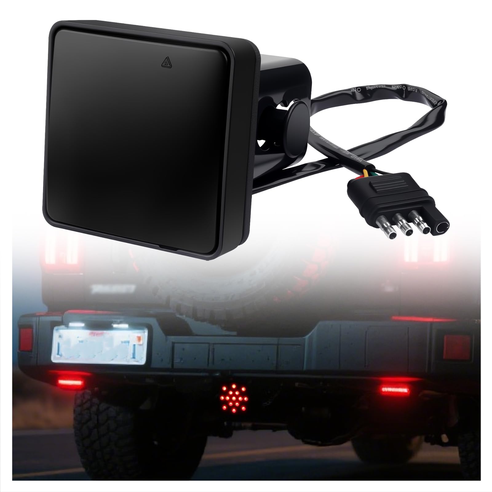 VKQTS Trailer Hitch Light,12V Tow Hitch Lights 2 Inch Receiver with 15 LED Red Lights & 4-Pin Adapter,Water Resistant Trailer Hi