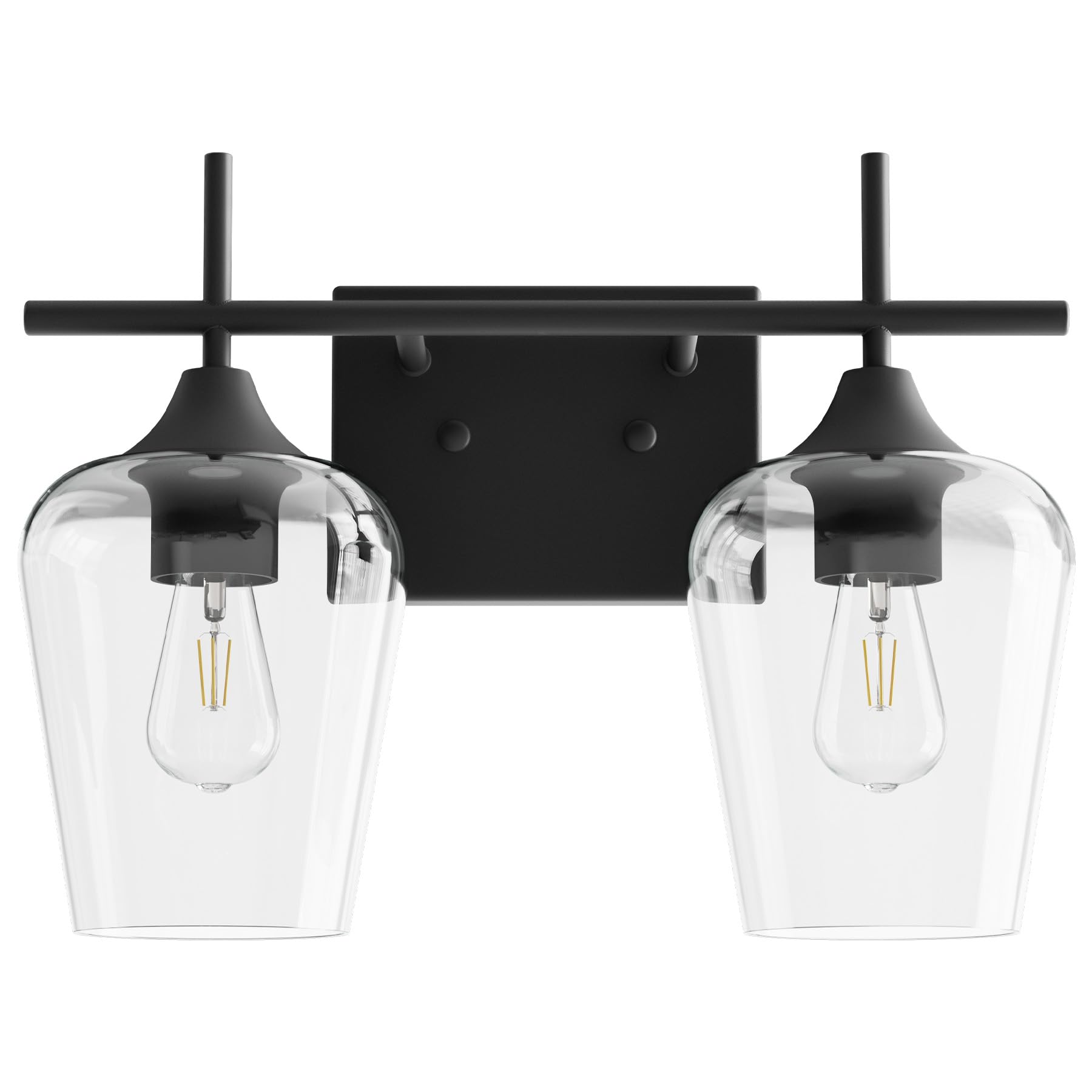 Vonluce Bathroom Vanity Light, 2 Light Bathroom Light Fixture Over Mirror, Bathroom Wall Lamp With Clear Glass, Modern Black Van