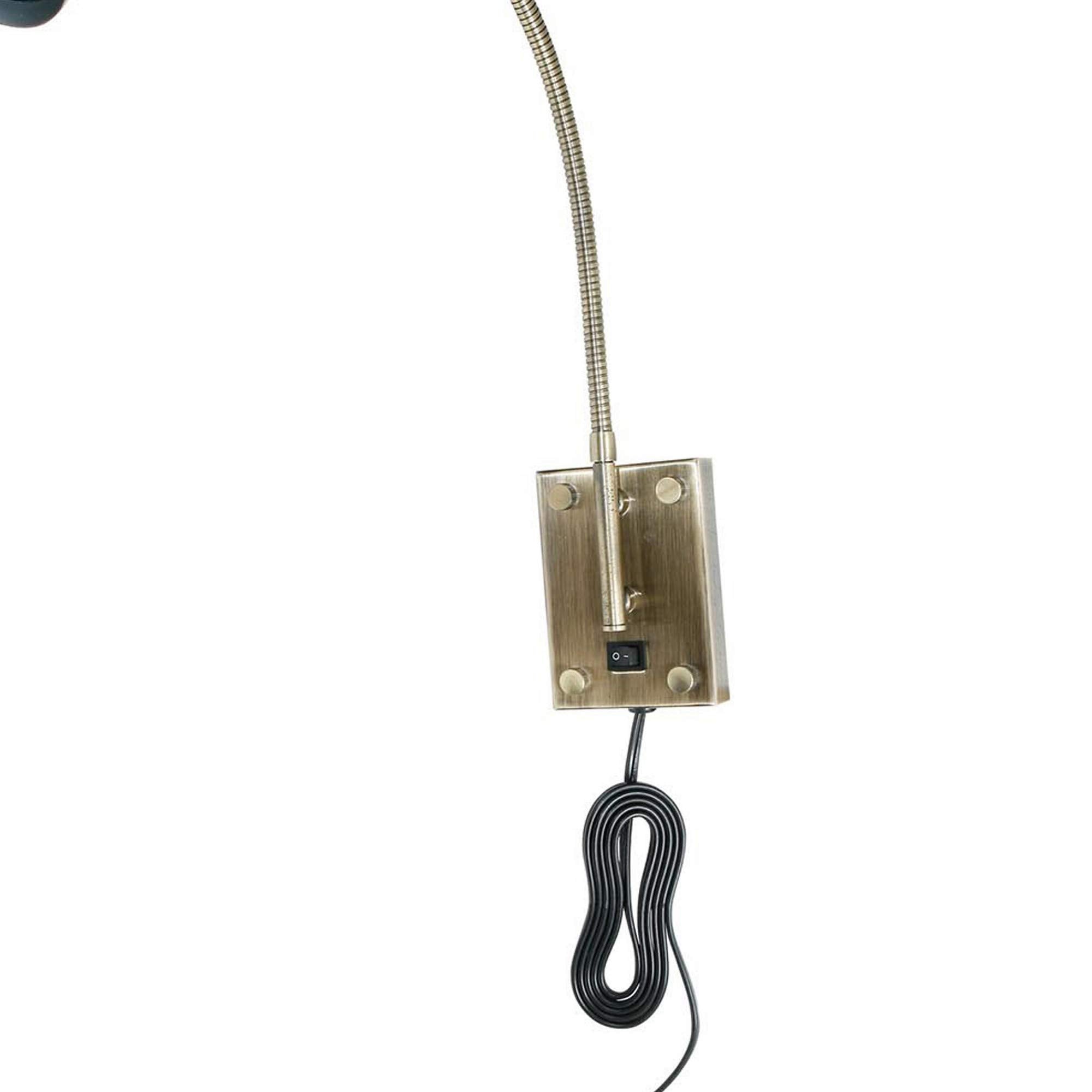Benzara Metal Round Wall Reading Lamp with Plug-in Switch, Silver and Gray, Model BM225086