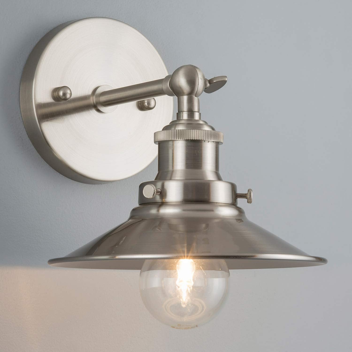 Linea Di Liara Andante Brushed Nickel Wall Sconce Wall Lighting Fixture Farmhouse Industrial Bathroom Vanity Light Metal Wall Sc