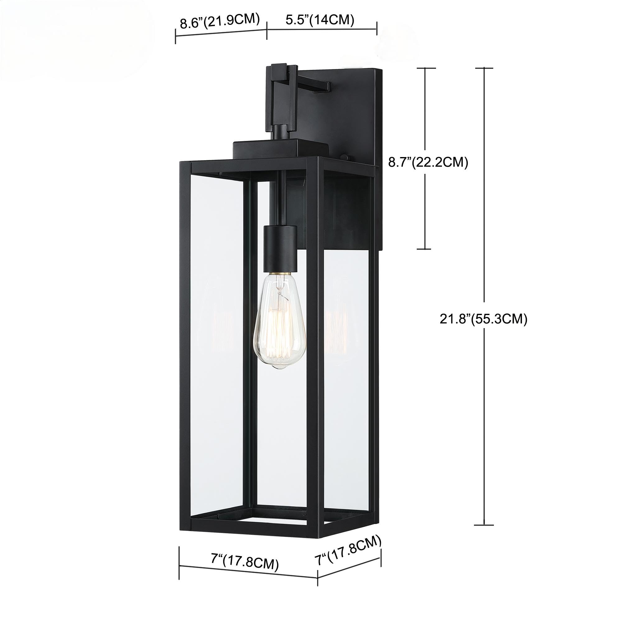 Faymart 22&quot; Outdoor Sconce Light - Black Metal Wall Lantern, Porch Light, E26, 1 Pack