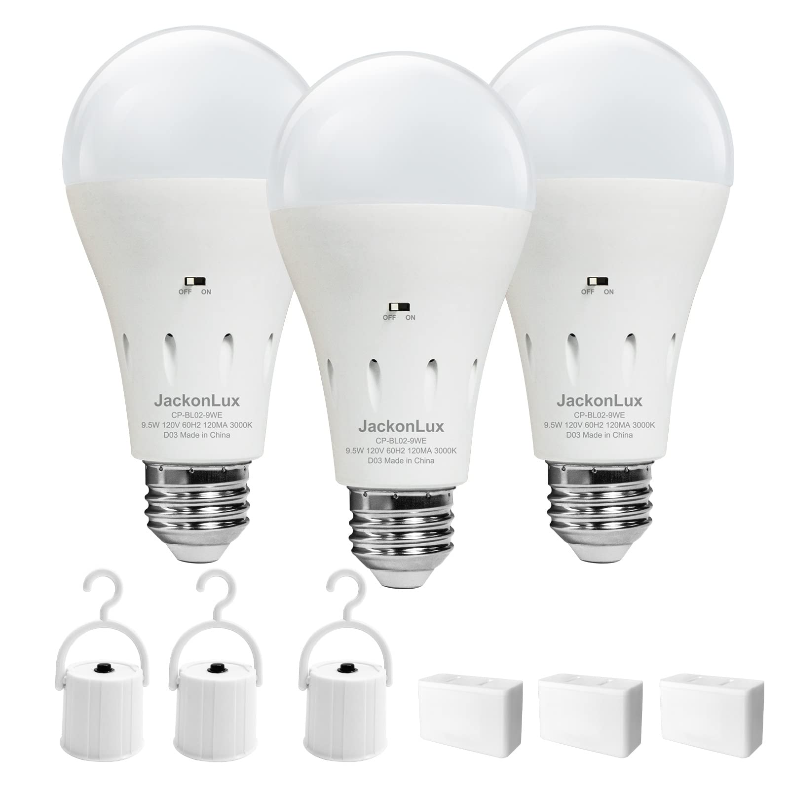 Jackonlux Battery Operated Light Bulb For Lamps Without Electricity Screw In Light Bulb Wireless Light Bulbs Cordless Bulb Charg