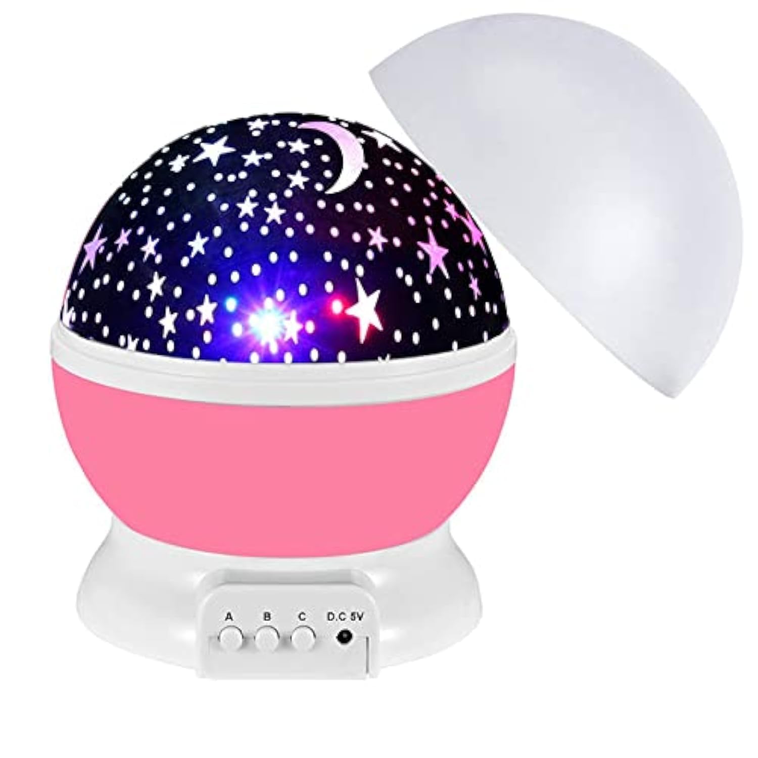 Starry Night Galaxy Projector, 360 Degree Rotation, 4 LED Bulbs 6 Light Color Changing Modes Rechargeable Battery, Baby Nightlig