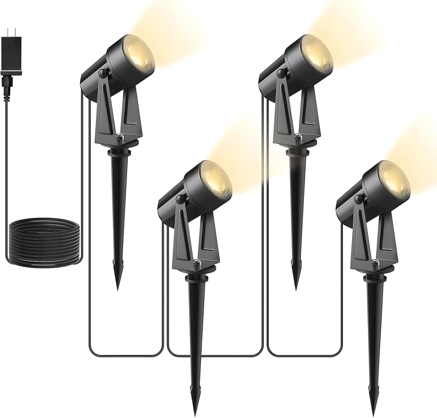 Svater Landscape Lighting Low Voltage, 2 Pack Outdoor Spotlights with Transformer, Plug in LED Spot Lights for Yard, Backyard,Ho
