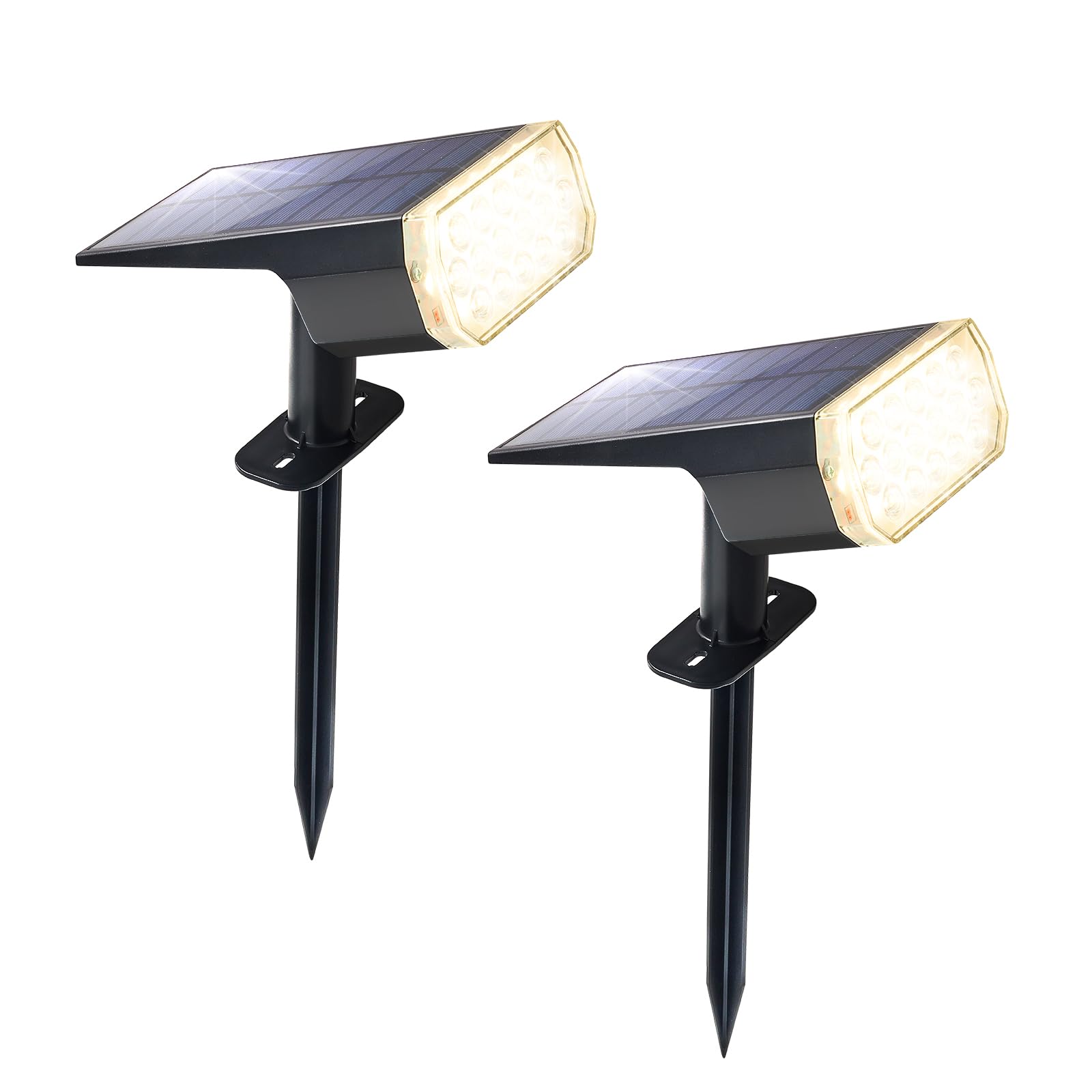 Bvenubiglite Waterproof Solar Lights Outdoor: Ip65 Led Spot Light Decorations For Garden - 3 Lighting Modes Solar Powered For Yard - Halloween Christmas Lights Landscape Pathway Drive Patios 2Pc Warm