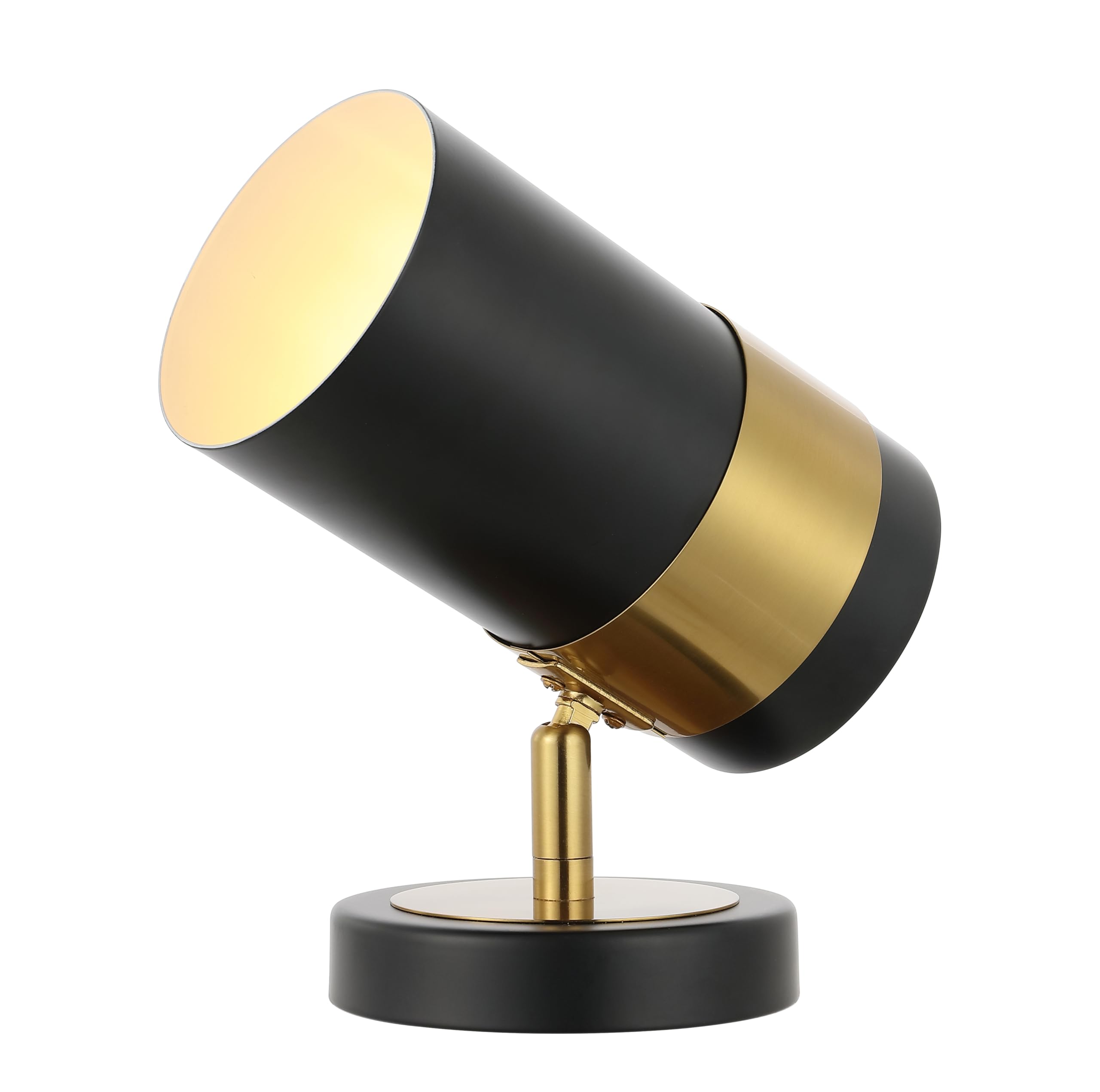 JONATHAN Y 9.25 Black/Brass Gold 1-Light Iron Adjustable Indoor LED Floor Spotlight, Modern Industrial Cylinder Uplight for Plan