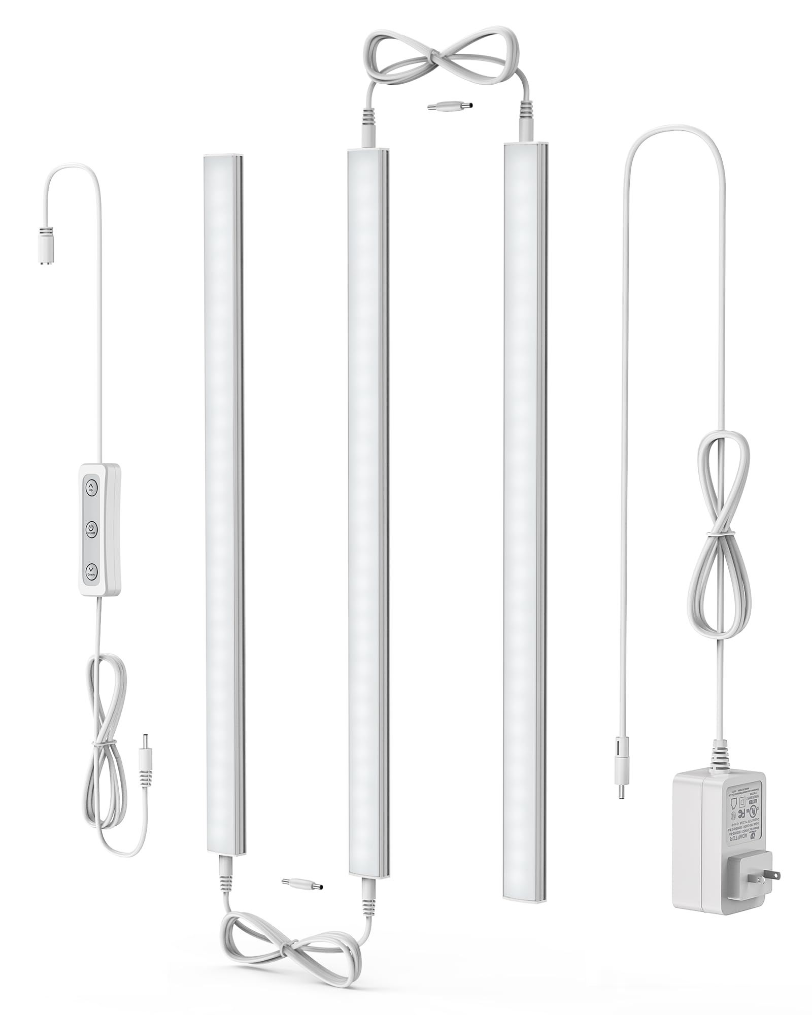 ASOKO Dimmable LED Under Cabinet Lighting, 3 Pack 12in Cold White, Aluminum, Model YQ-CGD-3C, Linkable for Kitchen and Workbench Use