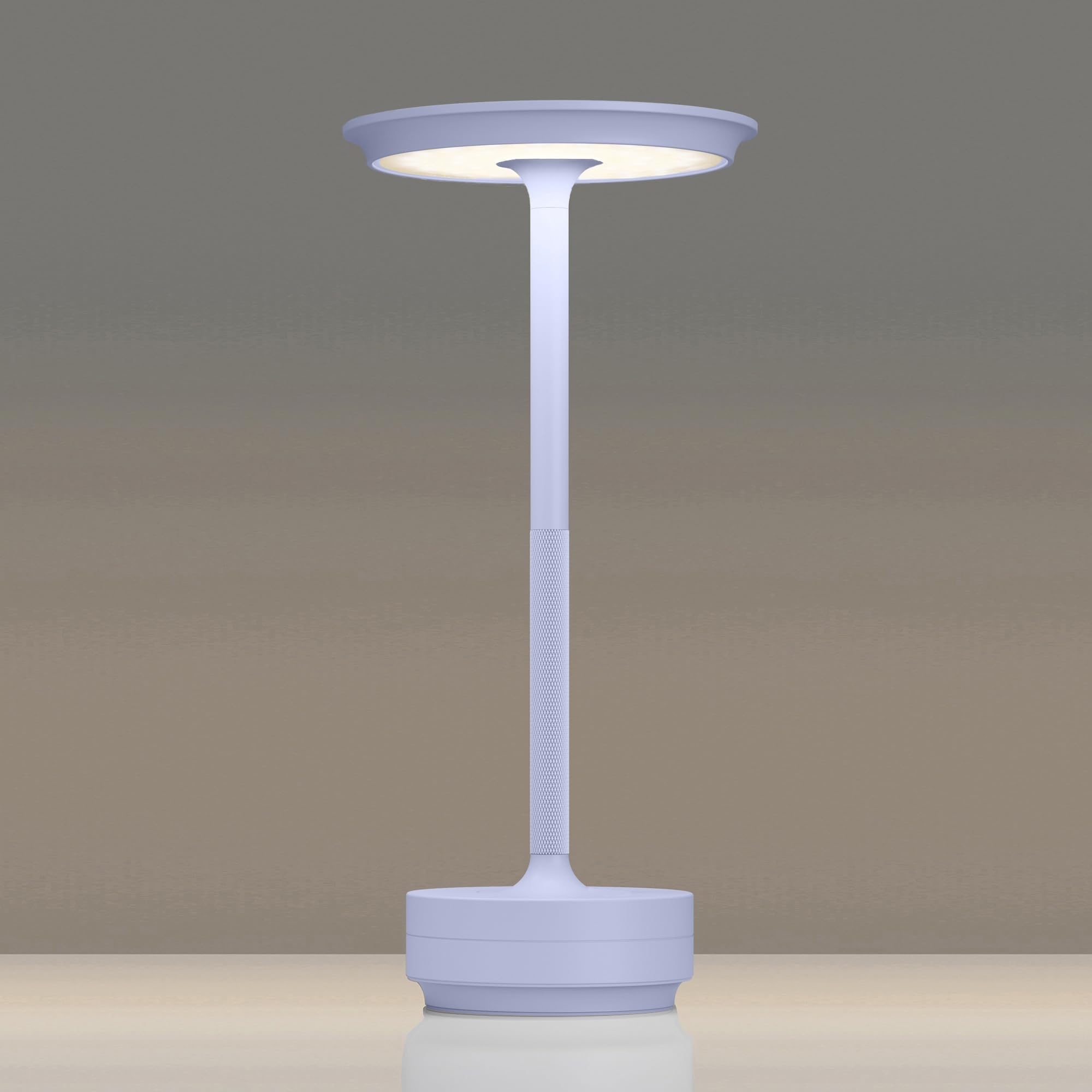 TBBGA Rechargeable Table Lamp, 5000mAh, 3 Color Dimming, Aluminum, Model T106C, Portable, Light Purple