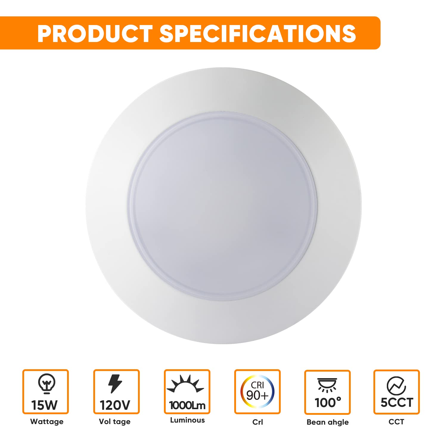 Greenlux 7.5'' Flush Mount Led Disk Light Suit For 5/6 Inch Recessed Can Or 4'' J-Box, Cri90, 1000Lm, 15W, 5Cct Surface Mount Le