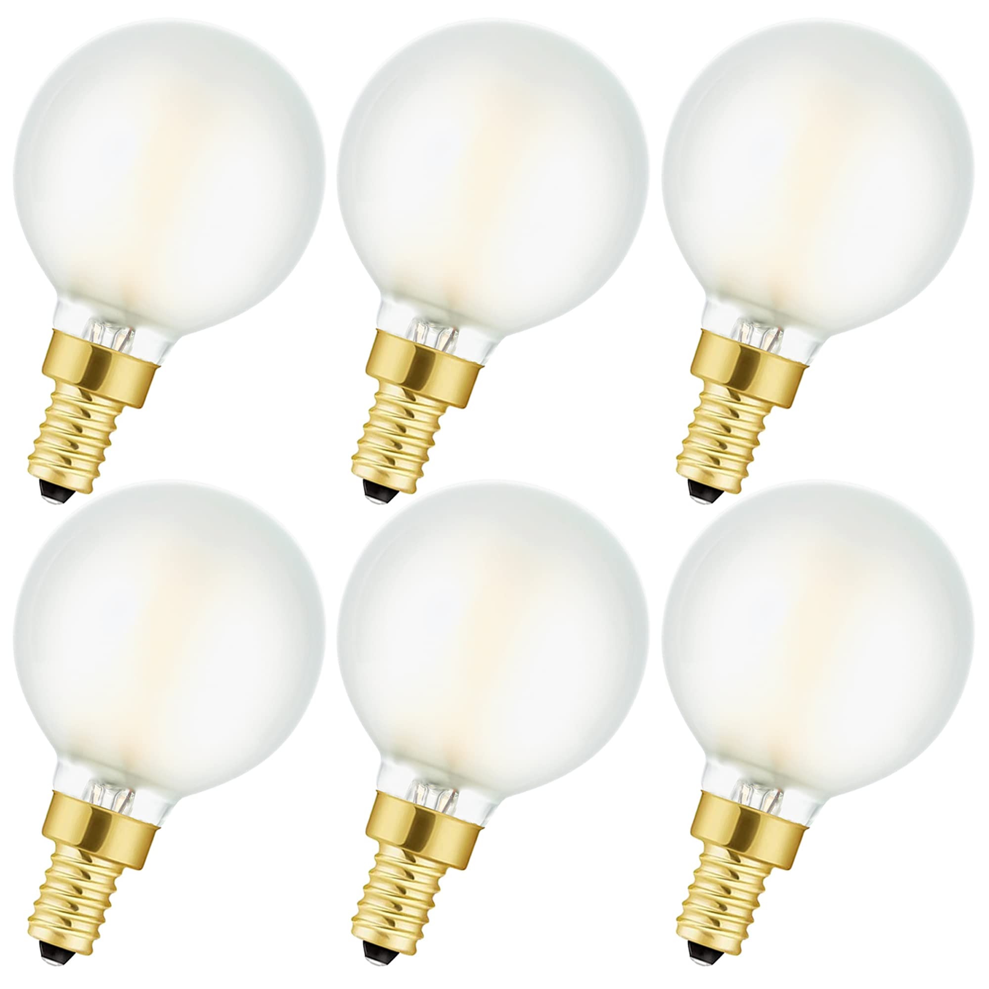 Leools Dimmable G16.5 LED Bulbs, 6W=60W, 600lm, Warm White 2700K, E12 Base, Frosted Glass, Pack of