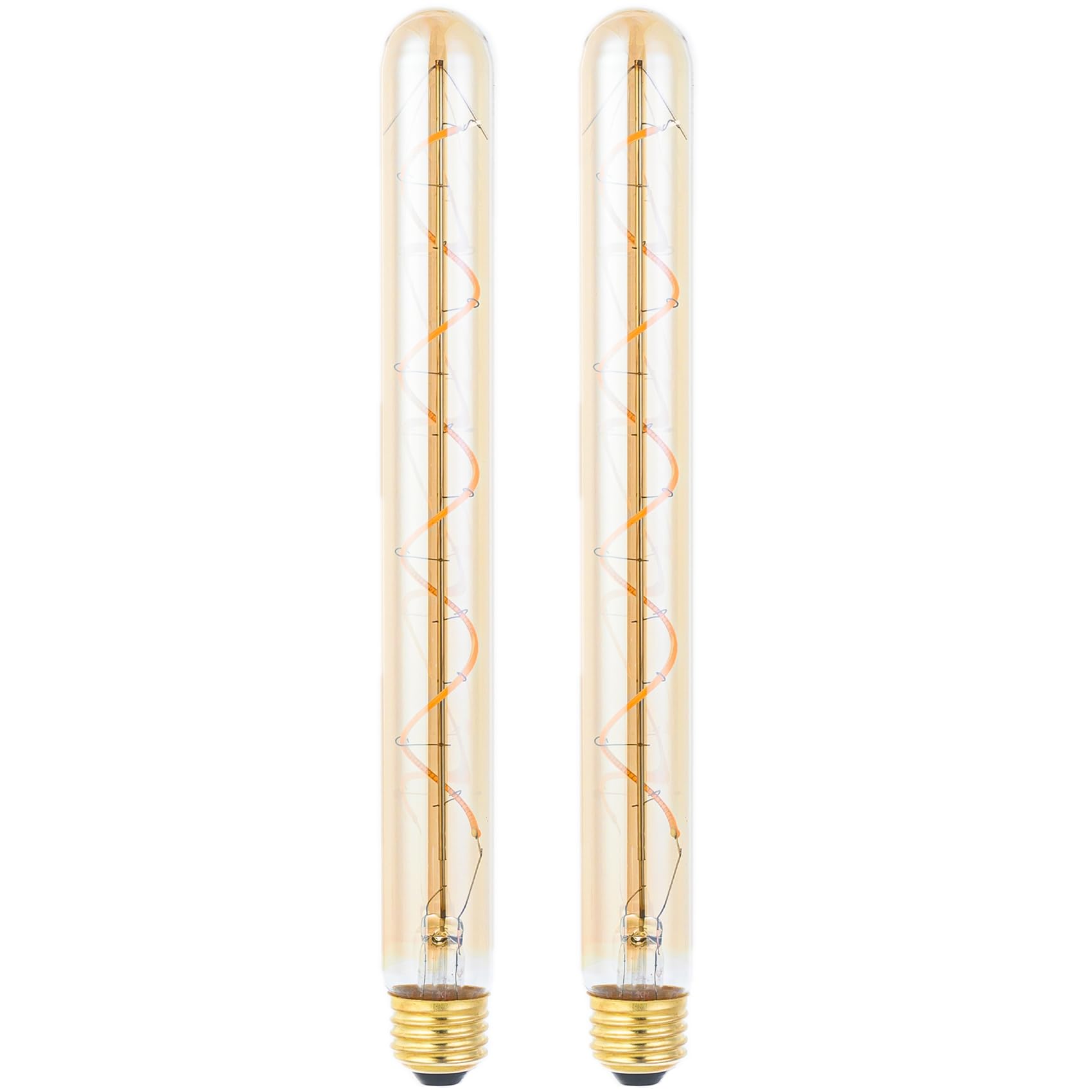 Beonllay T300/T10 Long Tubular Light Bulb,40 Watt Equivalent E26 Base Amber Vintage Edison Bulb 4W Dimmable Tubular Antique Styl