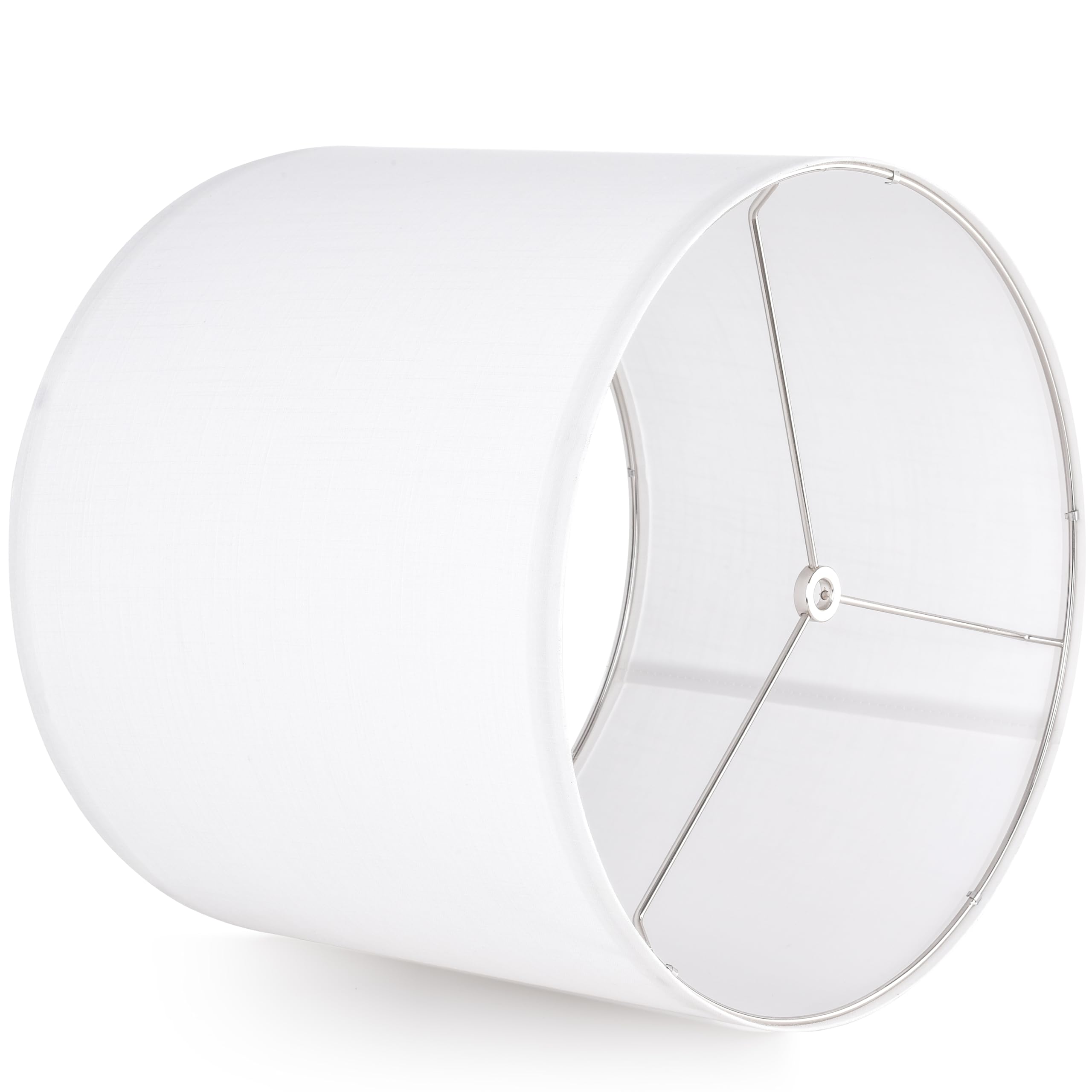 PIKOPIKO Set of 2 Linen Drum Lamp Shades 13in x 10in Pure White P2-13 for Table & Bedside Lamps