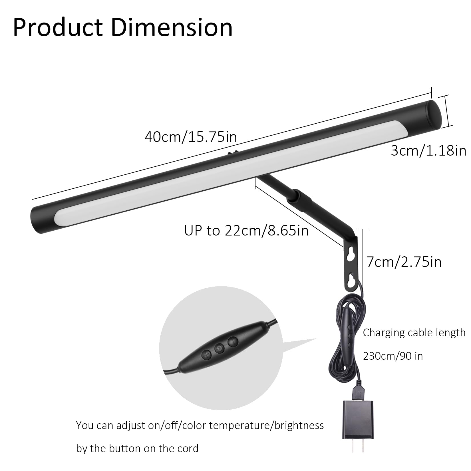 Coinmit 16&quot; Adjustable Led Picture Light With Remote, Timer - Black Art Light For Paintings