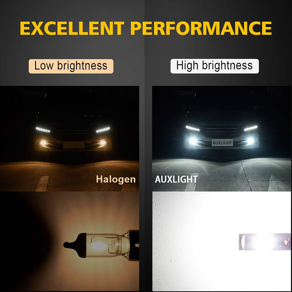 AUXLIGHT LED Fog Light Bulbs 6000K Xenon White 2800 Lumens 5202 Aluminum (Pack of 2)