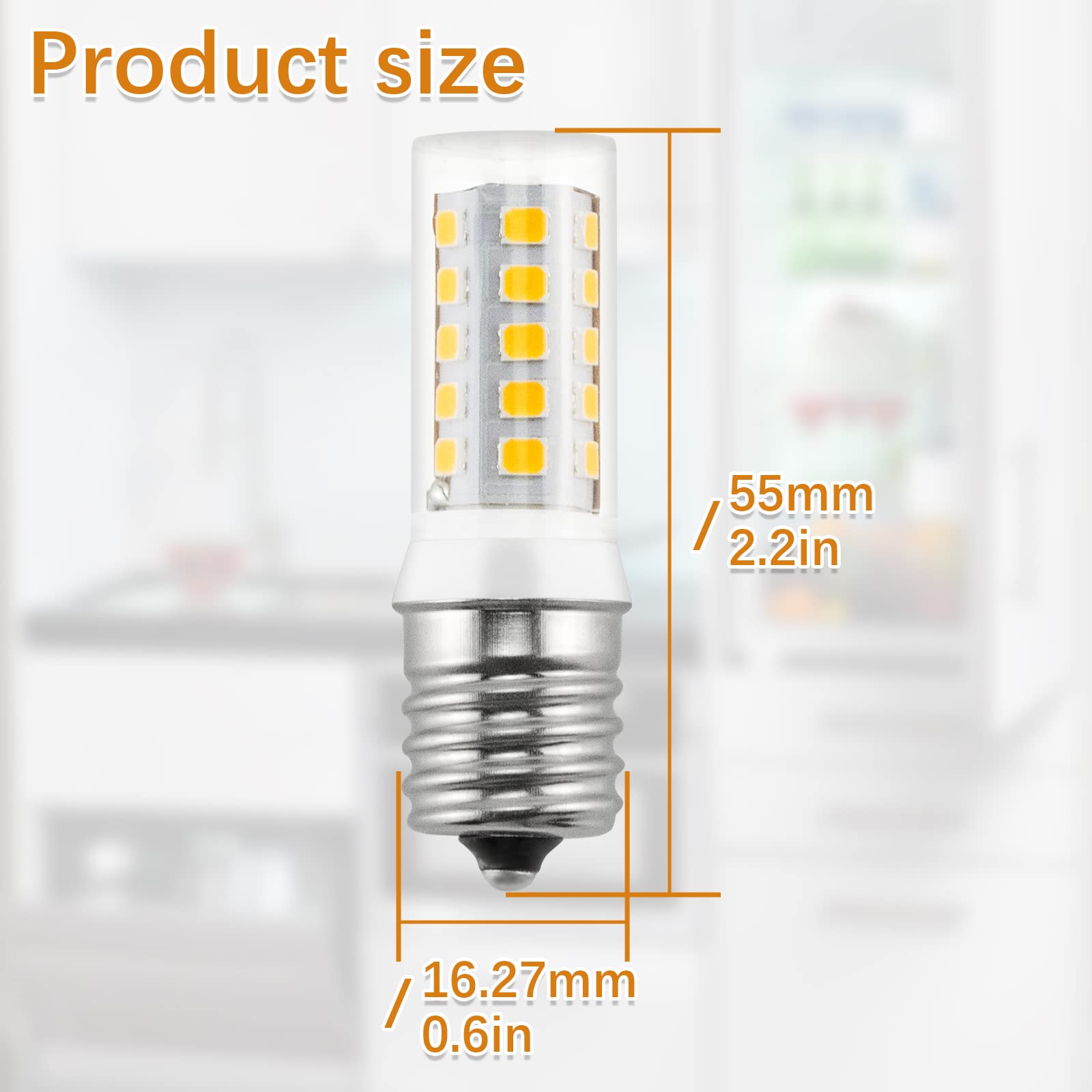 PANDEELS E17 3W LED Refrigerator Bulbs, KEID28A/KEL2811 Replacement, Pack of 2, White, AC100-130V