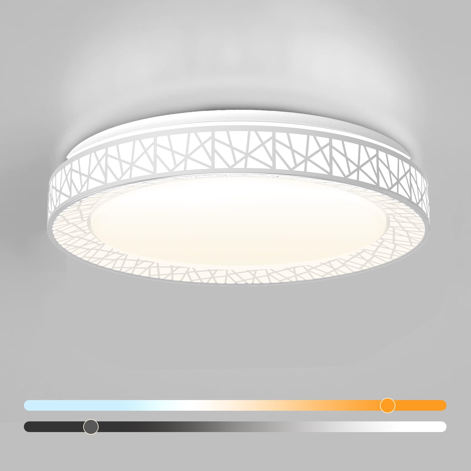 Lightania 20 Inch Flush Mount Ceiling Light, Modern White LED Ceiling Light Fixture, 42W 4000LM 2700-6500K Adjustable, Dimmable 