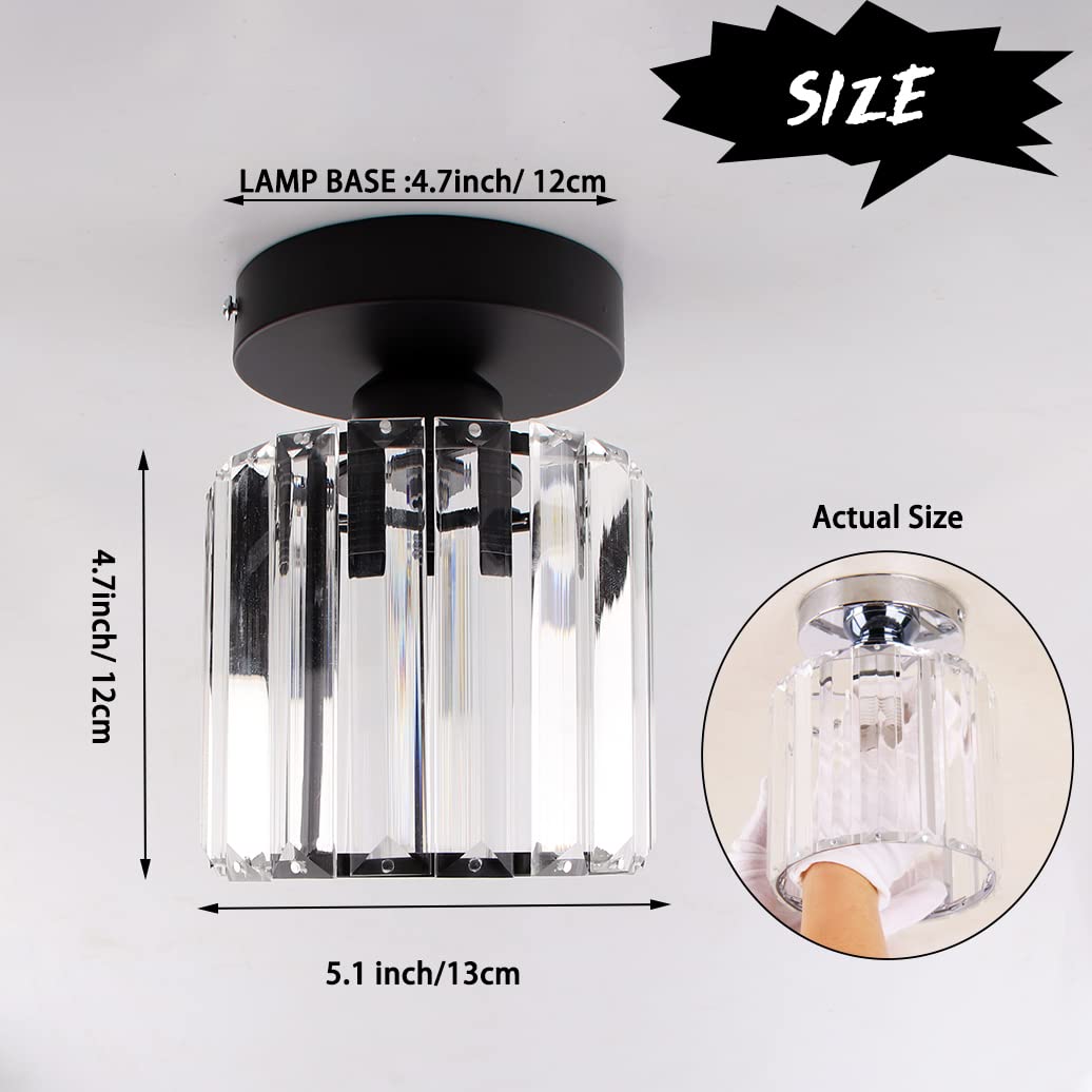 Frixchur Mini Crystal Chandelier Modern Ceiling Light Semi Flush Mount Ceiling Lighting Fixture Modern Crystal Ceiling Lamp For