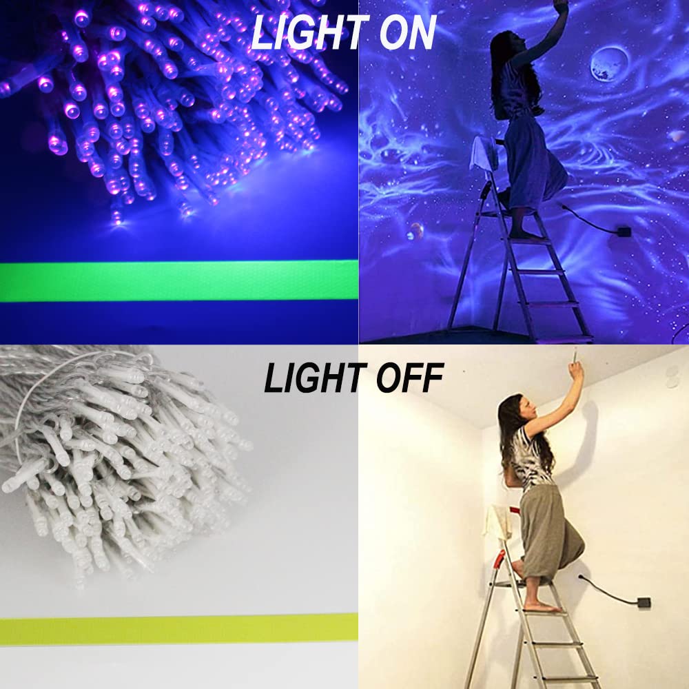 Solhice Black Light Curtain String Lights, 10ft x 10ft, 306 LEDs, Remote Control, Fluorescent Indoor Décor, Model STS-F5-300