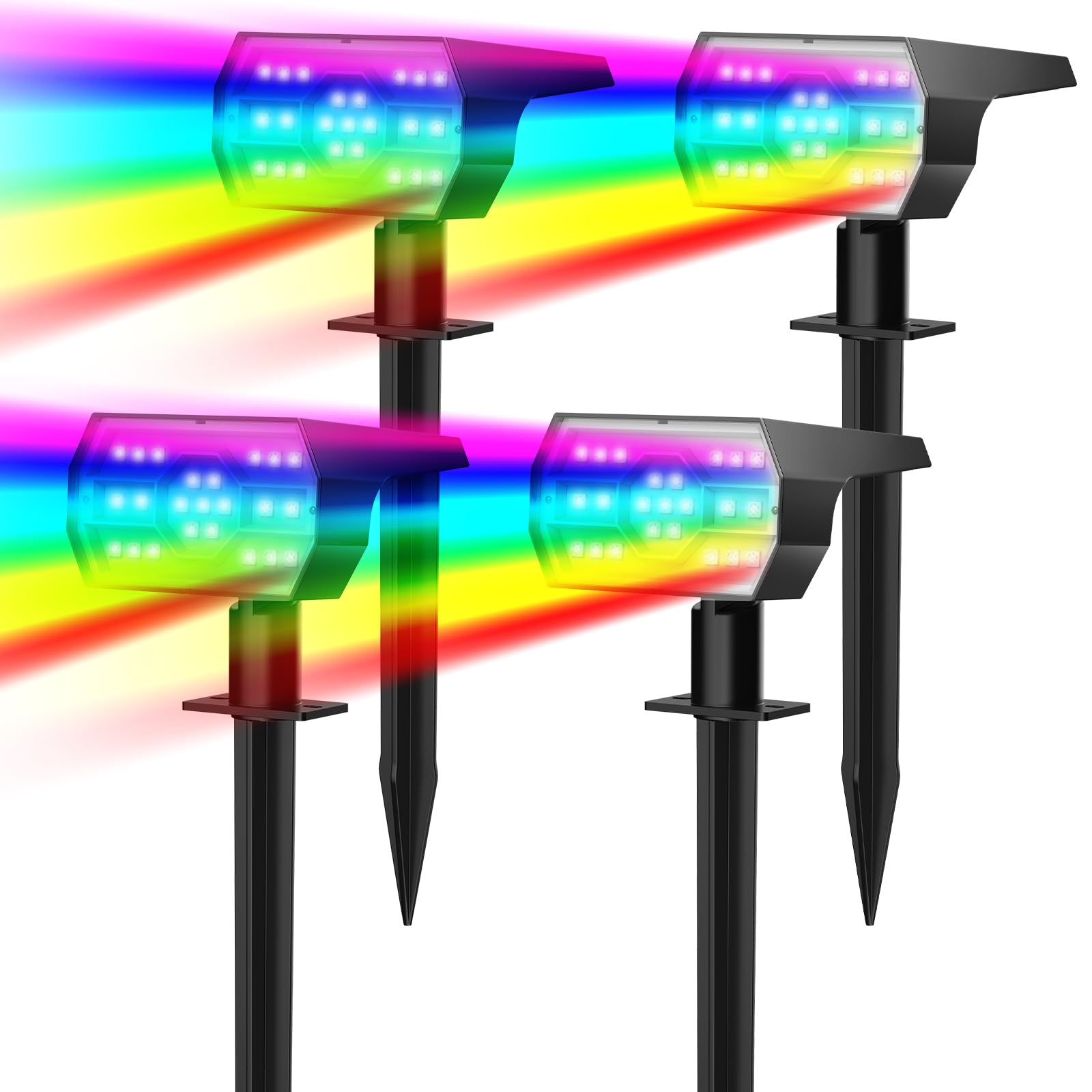 NYMPHY Solar Color Changing Lights, 7 Lighting Modes Solar Lights Outdoor Waterproof IP68, Multicolor RGB Outdoor Lights for Gar