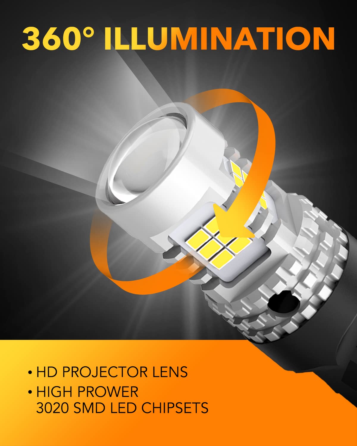 Oxilam 2023 Upgraded 7440 7443 Led Bulbs White For Reverse Lights, 4000Lm 600% Brighter, 7441 7444 T20 W21W Led Lamps Replacement For Backup Tail Brake Turn Signal Parking Lights And Drl (Pack Of 2)