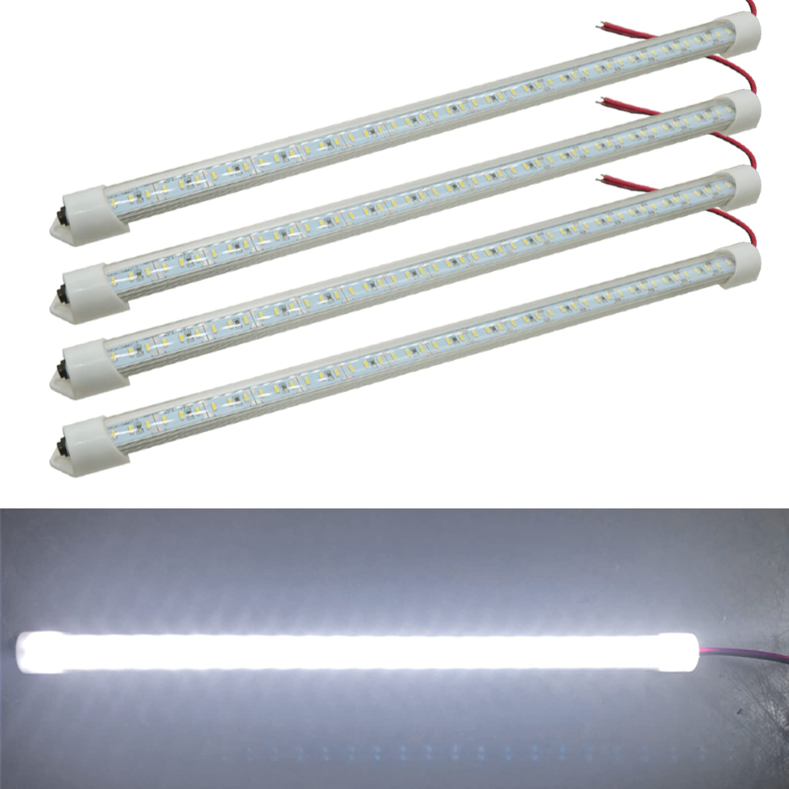 Ampper 12V Van Interior LED Light Bar  48 LEDs Interior Light with Switch for Car Van RV Cabinet Showcase Indoor Home and More (4 Pcs)