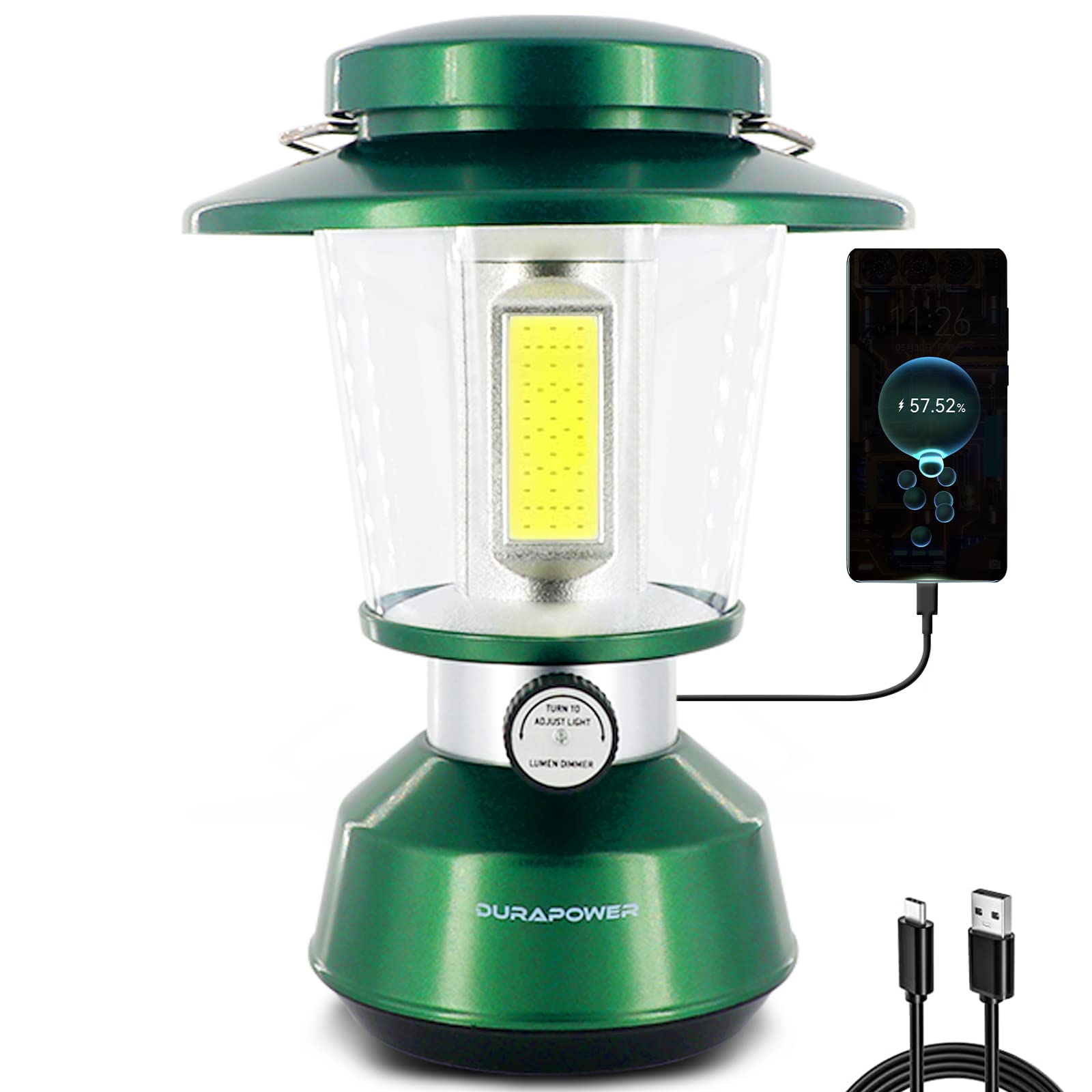 Durapower Rechargeable Camping Lantern,2800 Lumen Super Bright LED Camping Lantern, 5400 mAh Power Bank, IP44 Waterproof, 20 Hou