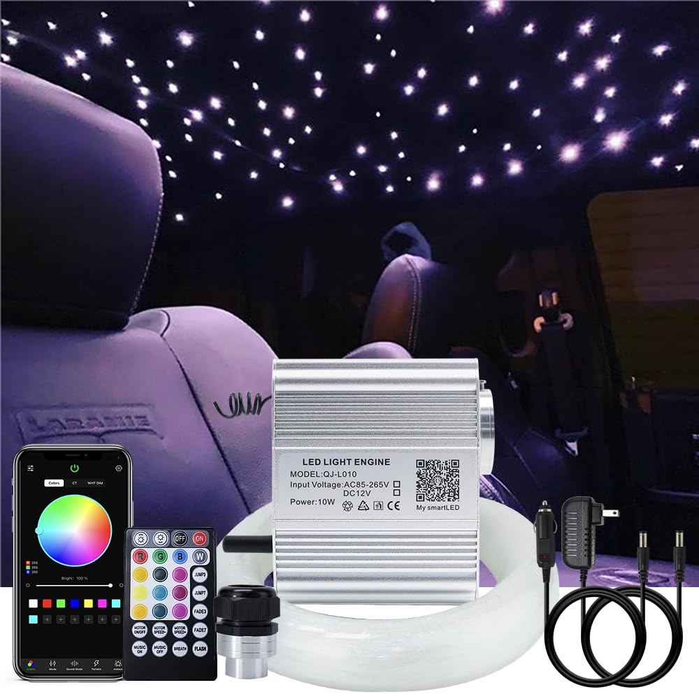 Akepo 10W Twinkle Fiber Optic Lights Kit, Rgbw, 9.8Ft/3M, Multicolor, Music Mode, 430Pcs, Ideal For Star Ceiling In Car