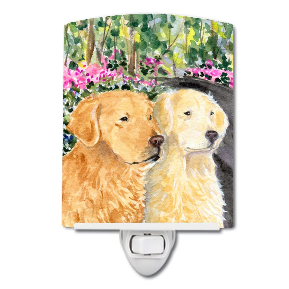 Caroline'S Treasures Ss8974Cnl Golden Retriever Ceramic Night Light Compact, Ul-Certified, Ideal For Bedroom, Bathroom, Nursery, Hallway, Kitchen, 6X4X3, Multicolor