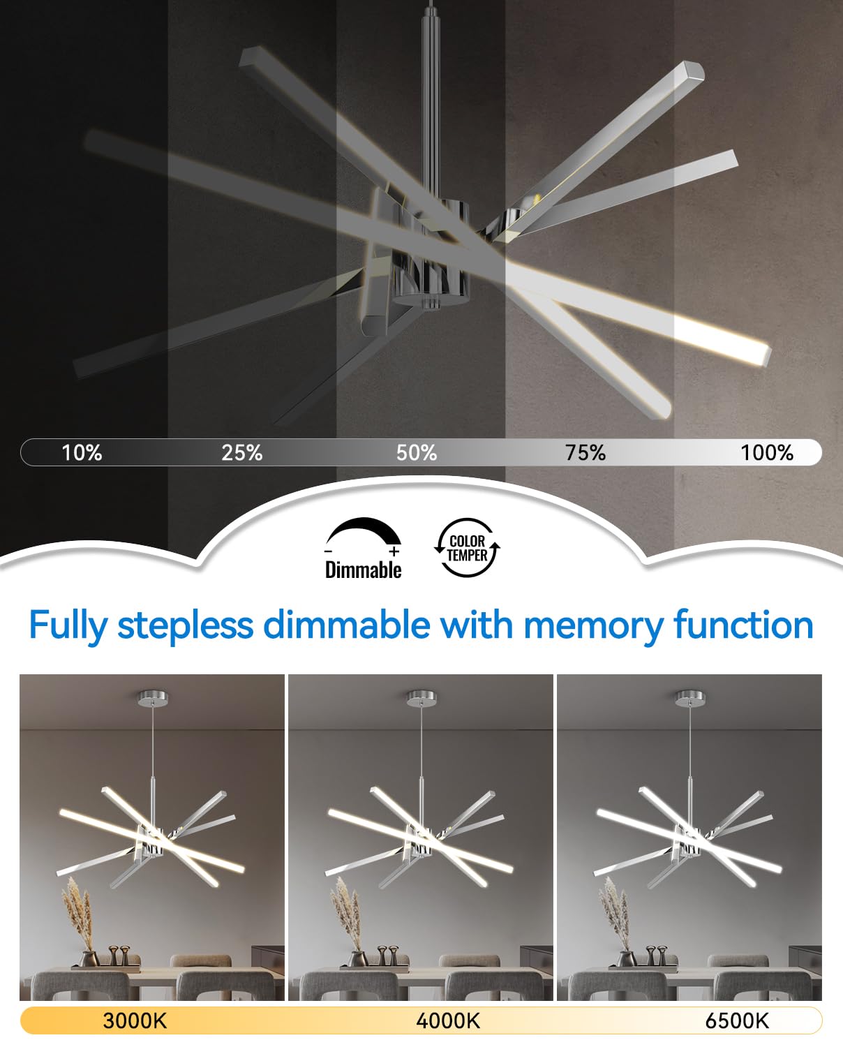 Modern Sputnik Chandelier Ceiling 82W Led Black Pendant Light Embedded Mount Chandeliers Dining Room Light Fixtures Over Table D