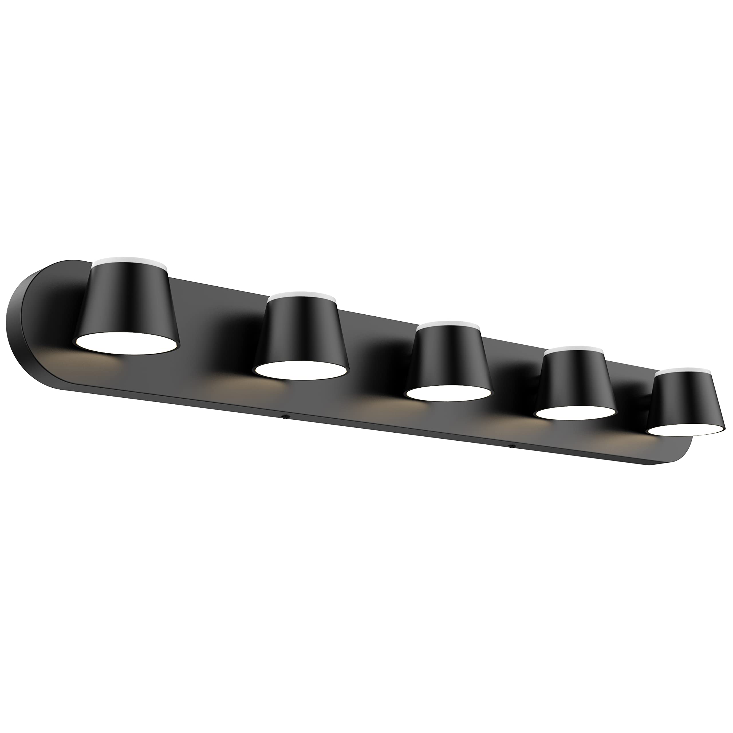 URSOLA 5 Light Bathroom Vanity Light Fixtures, Dimmable, 34in Black Acrylic, Model 7540-5T