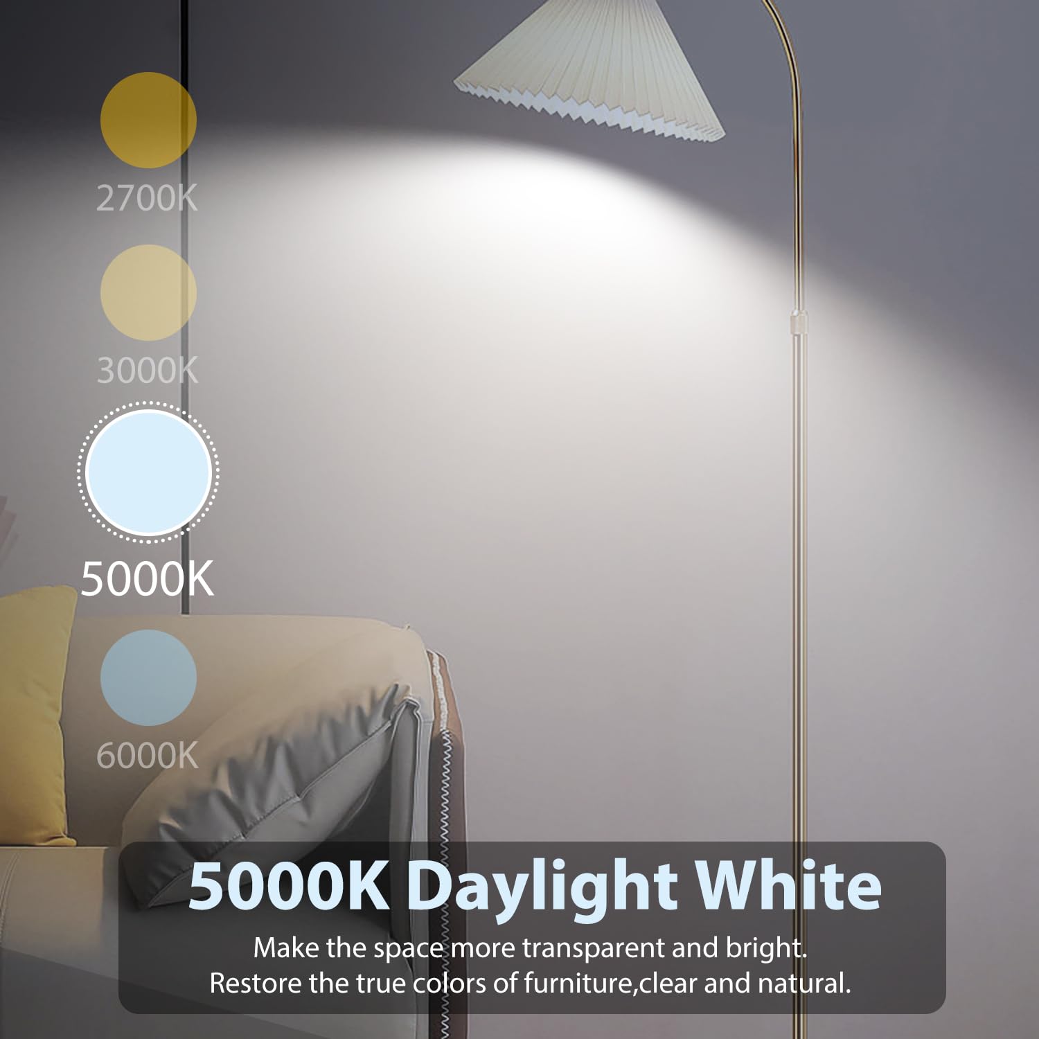 Dalattin 6 Pack Led Light Bulbs A19 E26 60 Watt Equivalent Daylight White 5000K Standard Lightbulb, 800 Lm, Efficient 9W Energy Saving, Non-Dimmable, 80+ Cri, 120V, Ul Listed, For Indoor