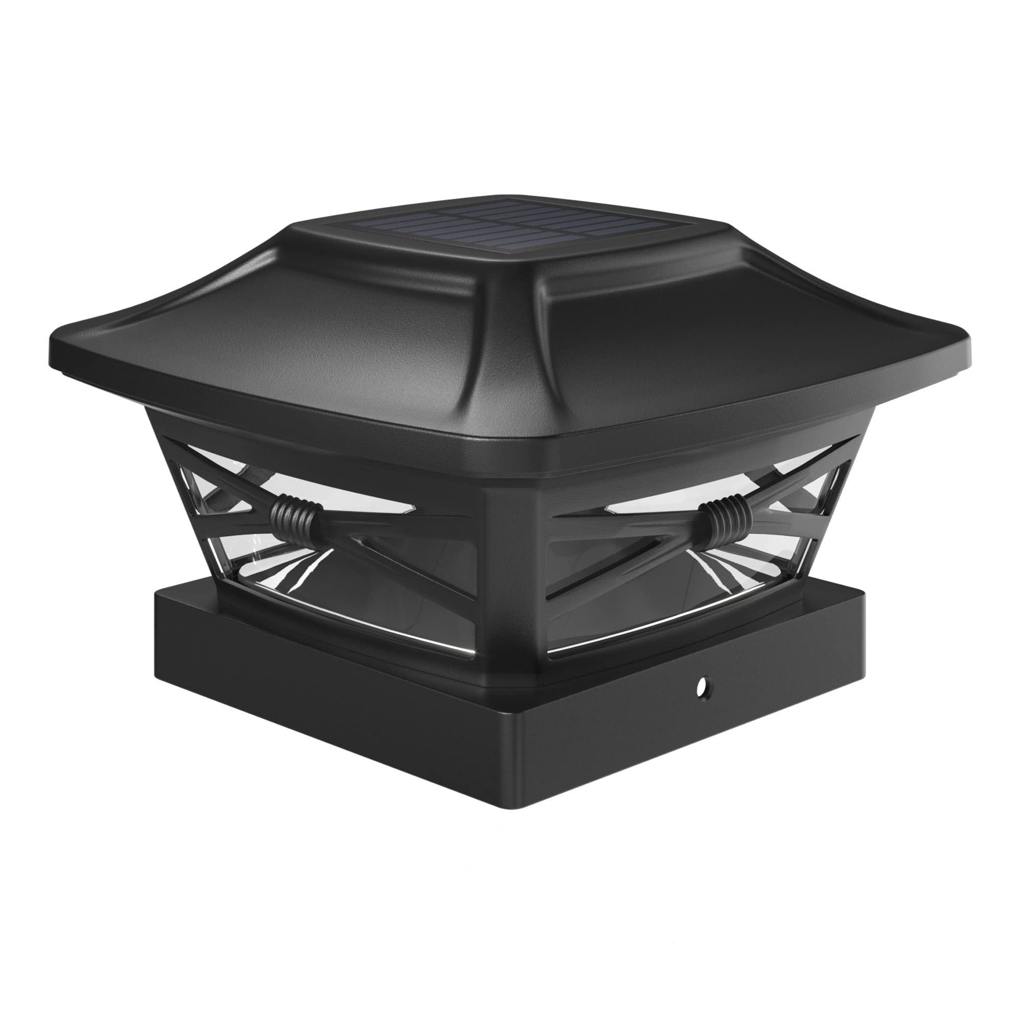 Davinci Lighting Renaissance Solar Post Cap Lights - Bright LED - Slate Black - Includes Bases for 4x4, 5x5, 6x6 Posts - 1 Pack