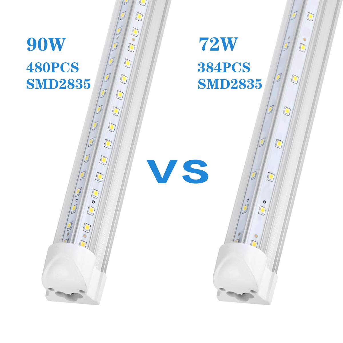 Singteam 10Pack 8Ft Led Shop Light Fixture, 90W Integrated Led Tube Light,10000Lm, 6500K, Clear Cover,High Output,Double Row V Shape 270 Degree Led Lighting For Garage Warehouse Workshop Basement