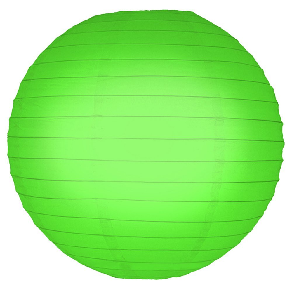 LumaBase Round Paper Lanterns - Green, 10 Lanterns, 5 Count, 78605