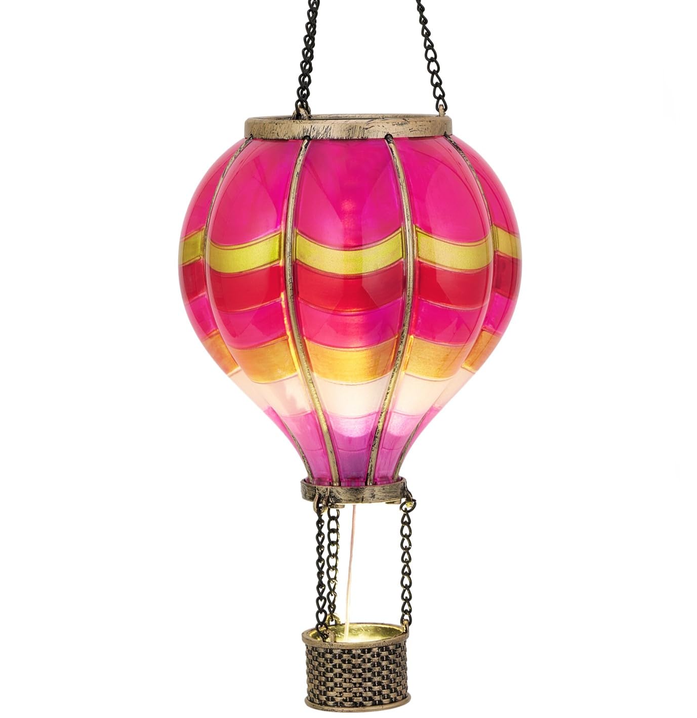TeresaS Collections Hot Air Balloon Solar Lantern For Valentines Day Garden Decor Hanging Flickering Flame Outdoor Lights For Trees  Pink Decorations For Party Gift For Mom