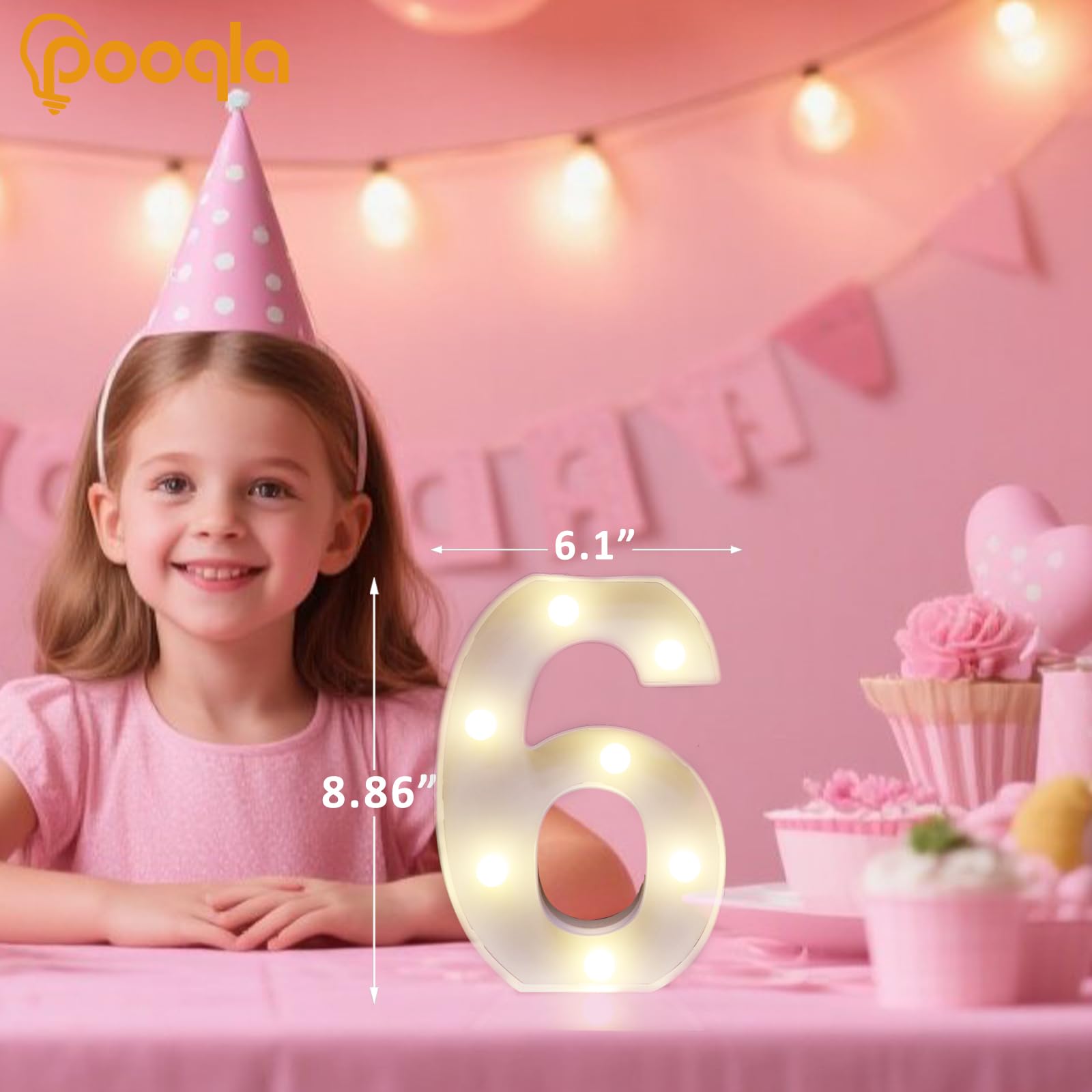 Pooqla Colorful Lighted Numbers With Remote  35 Colors Light Up Numbers For Party  Rgb Led Marquee Number Lights Gift For 6Th Birthday Decorations  Wedding  Bar  Night Light  Home Decor  Number 6