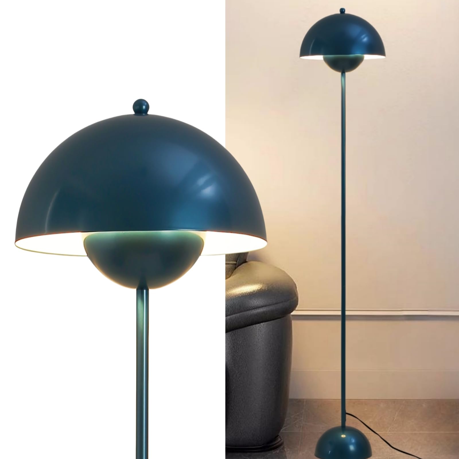 COSYLUX Modern Floor Lamp - Industrial Metal Shade, Tall Standing Design, Pearl Gentian Blue, Ideal for Living Room, Bedroom, Office