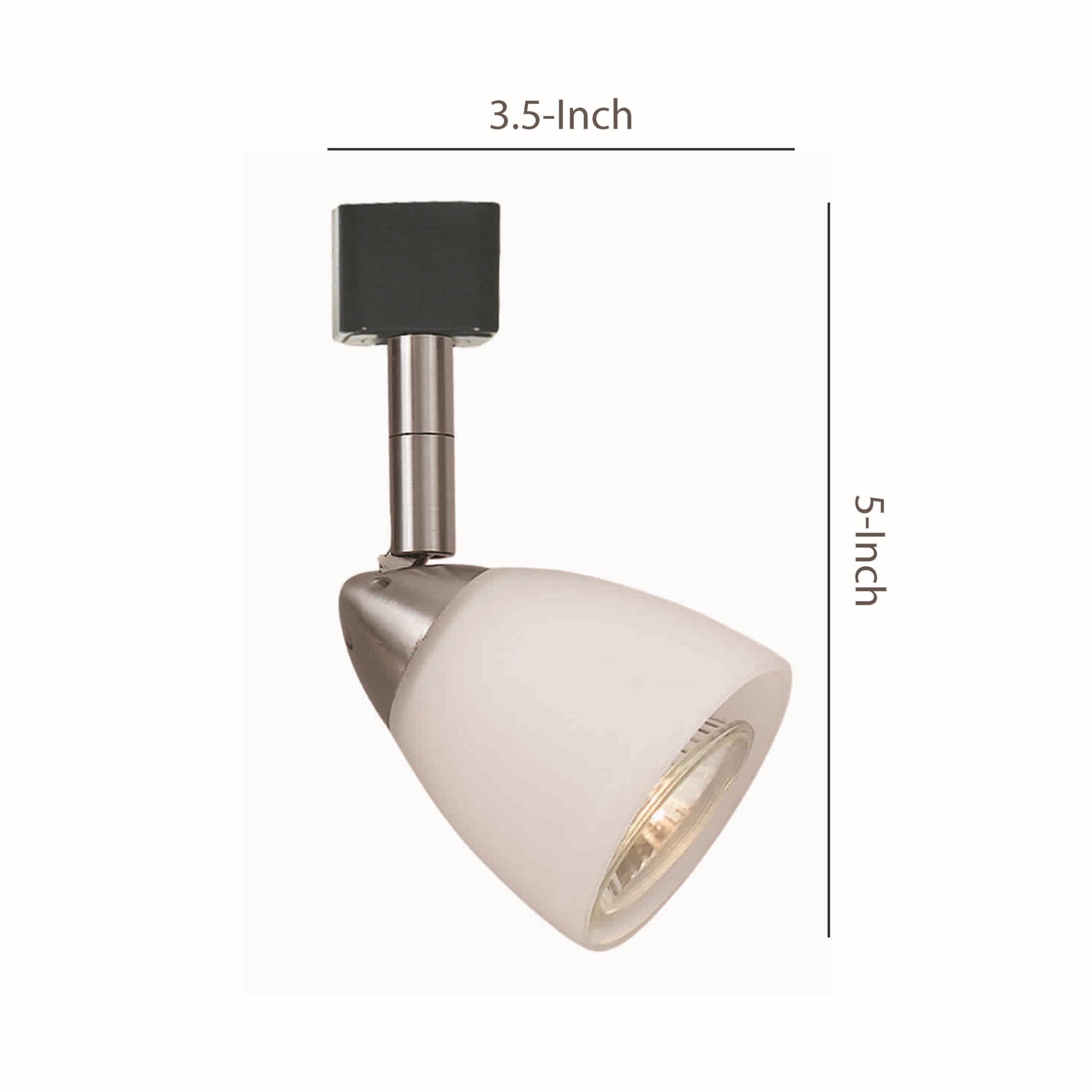 Benjara Metal Track Light with Interchangeable Round Glass Shade, Silver and White